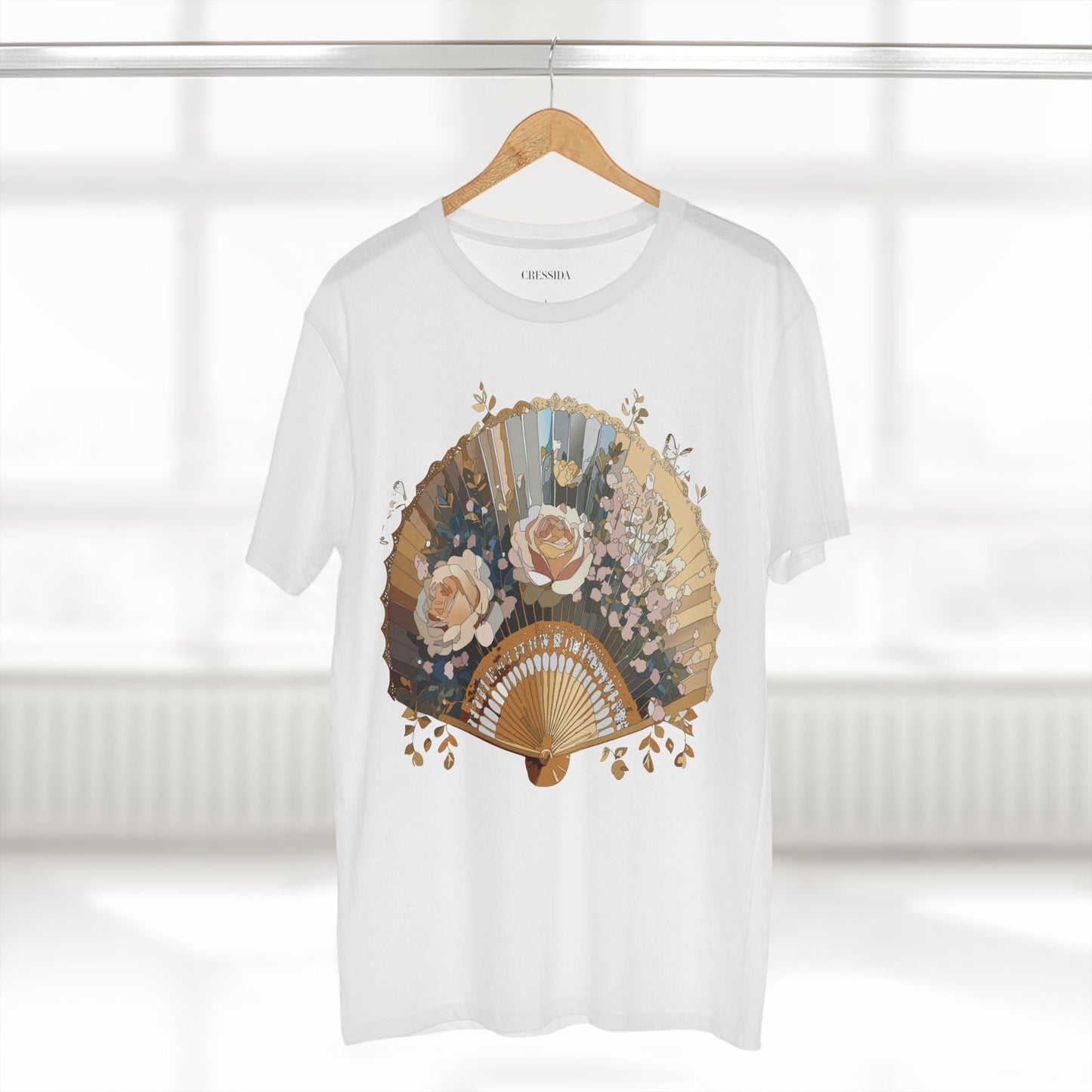Antique Fan Graphic Design T-Shirt Unisex 100 Cotton Floral Carnival Artwork Tee 6