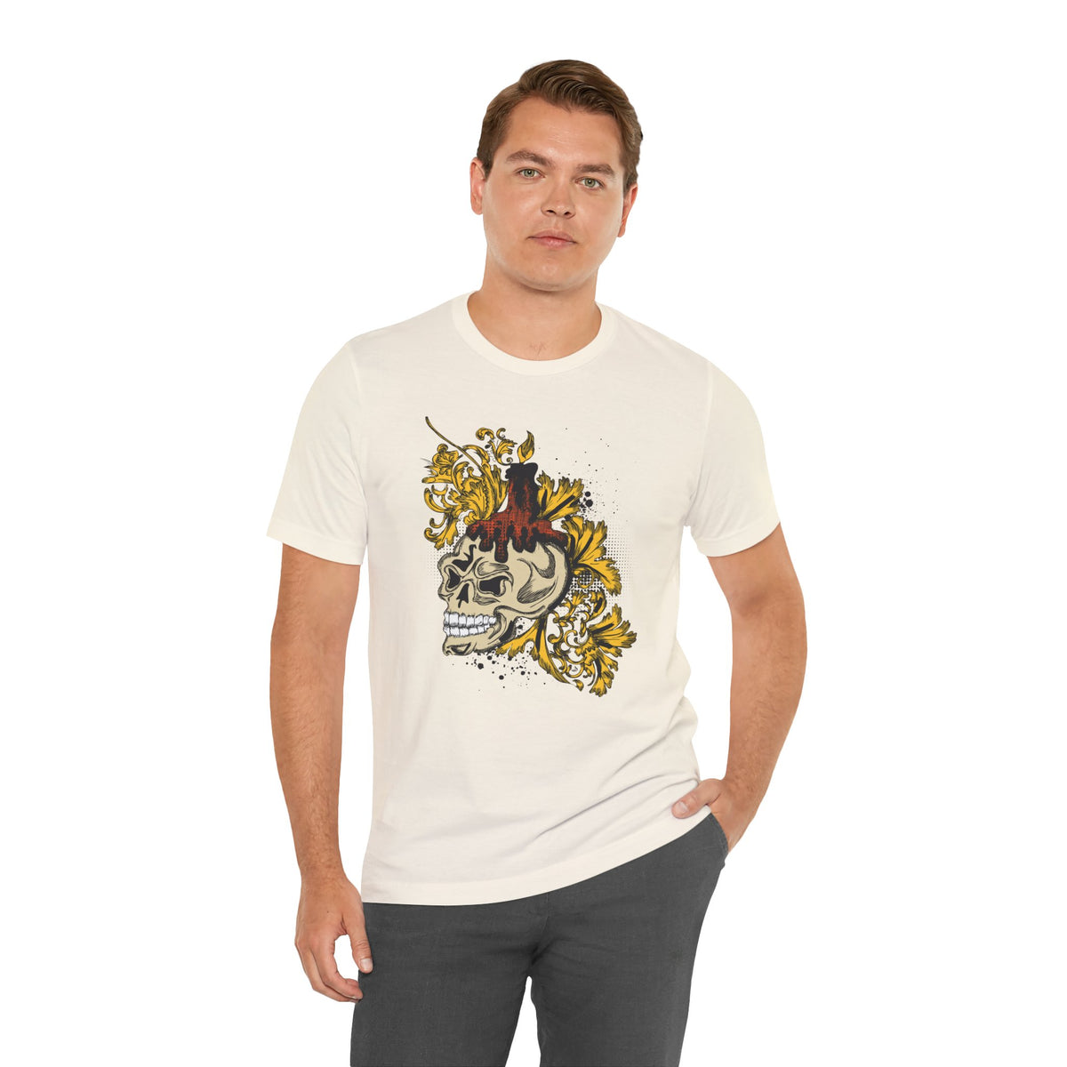 Rock Skull Graphic Design Tee, Skull Shirt, Vintage Tees, Art Design T-Shirt, Vintage Graphic Tee, Art Shirts with Skulls 3