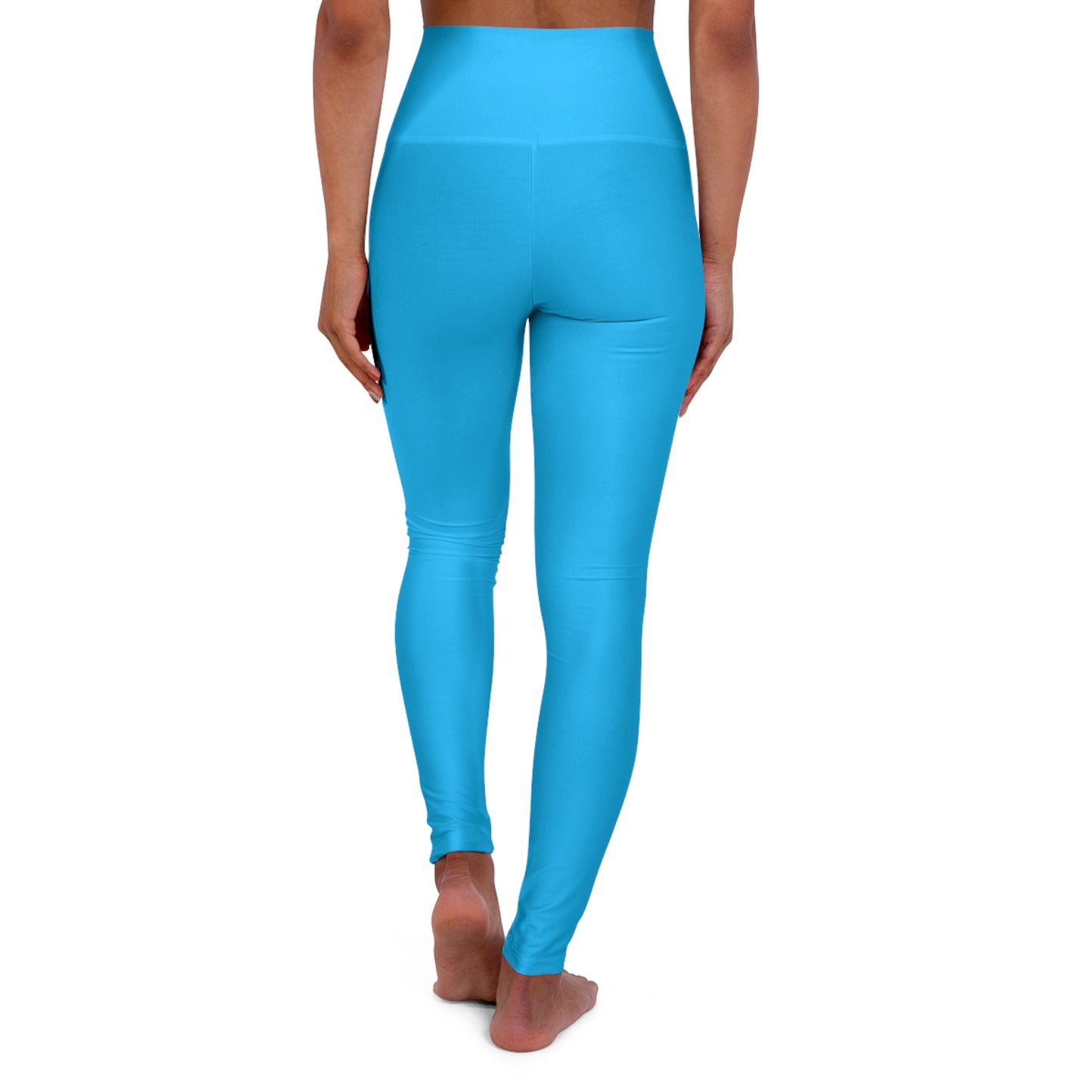High-Waist Deep Sky Blue Yoga Leggings Women's Seamless Poly-Span Stretchy Light Blue Performance Tights