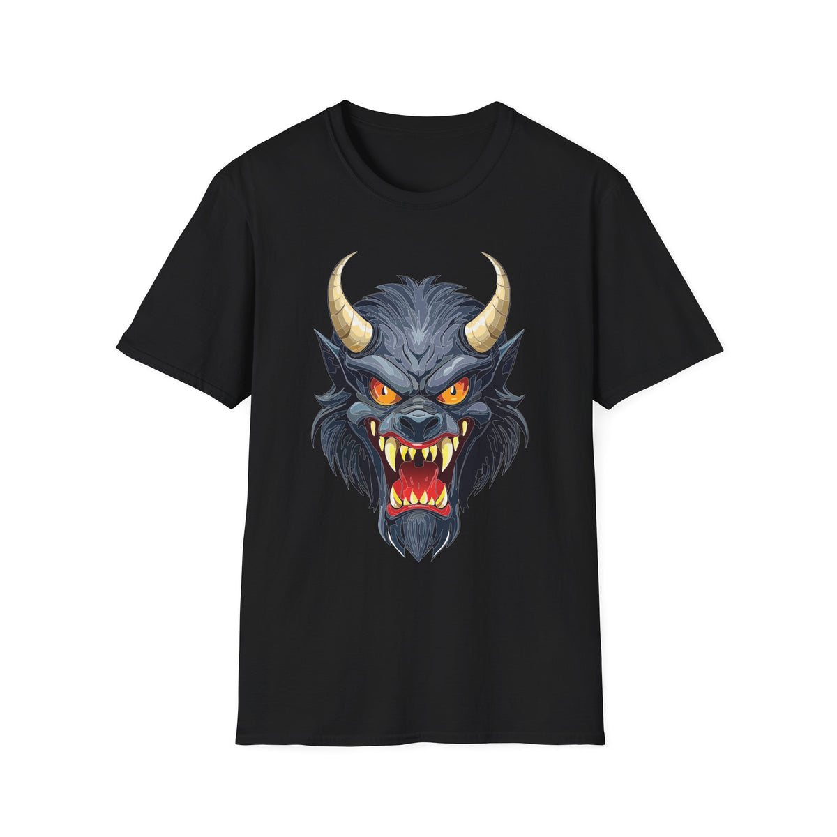 Demonic Wolf Monster Graphic T-Shirt Cartoon Graphic Tee Unisex 100 Cotton Gildan T-Shirt