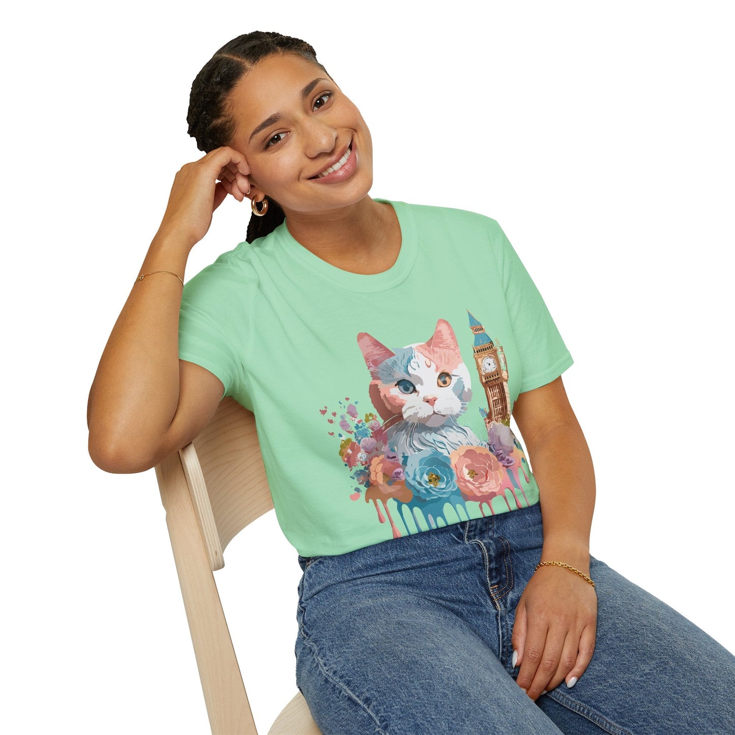 Cat Shirt Unisex Tee Softstyle 64000 Gildan Ring Spun Cotton