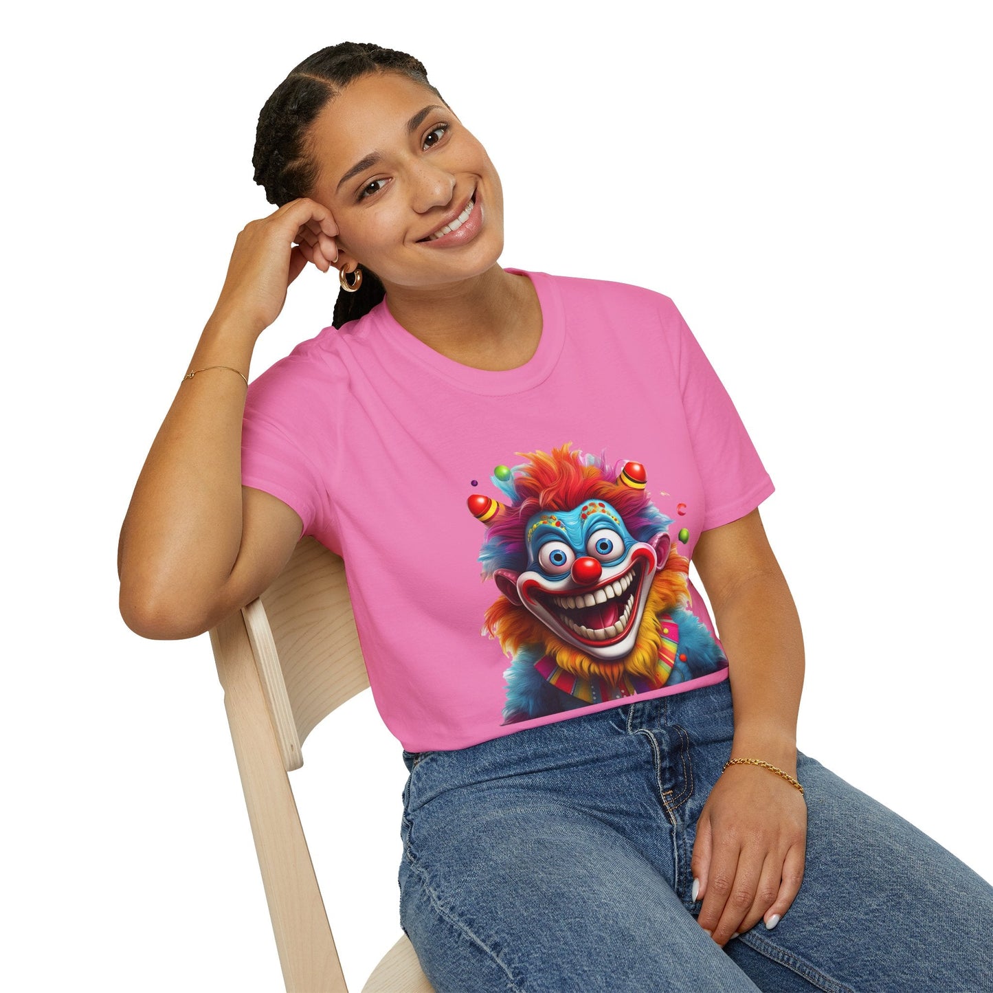 Clown Themed Unisex T Shirt Funny Man Circus Scary Man Tee Gildan Softstyle 64000 Cotton