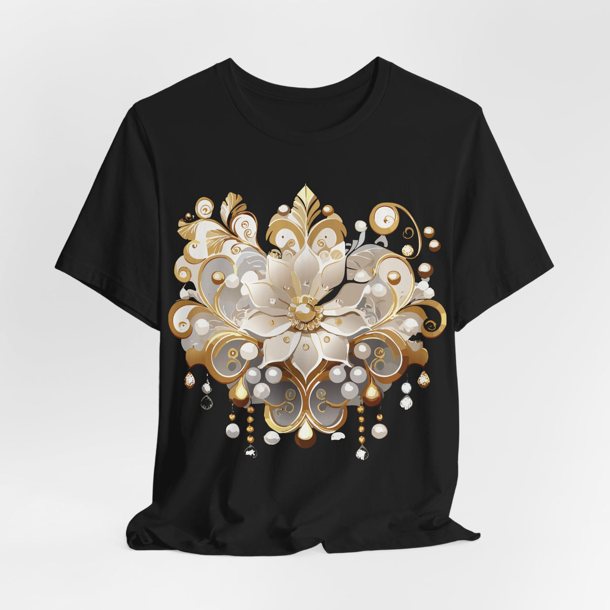 Jewelry Graphic Unisex Cotton Bella+Canvas Tee with Gemstones Art Design m48