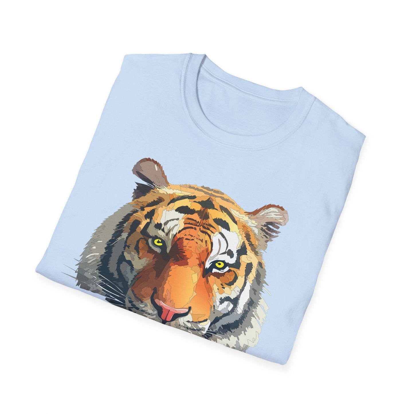 Tiger Print T Shirt Unisex Animal Tee 100 Percent Cotton Softstyle Gildan 64000