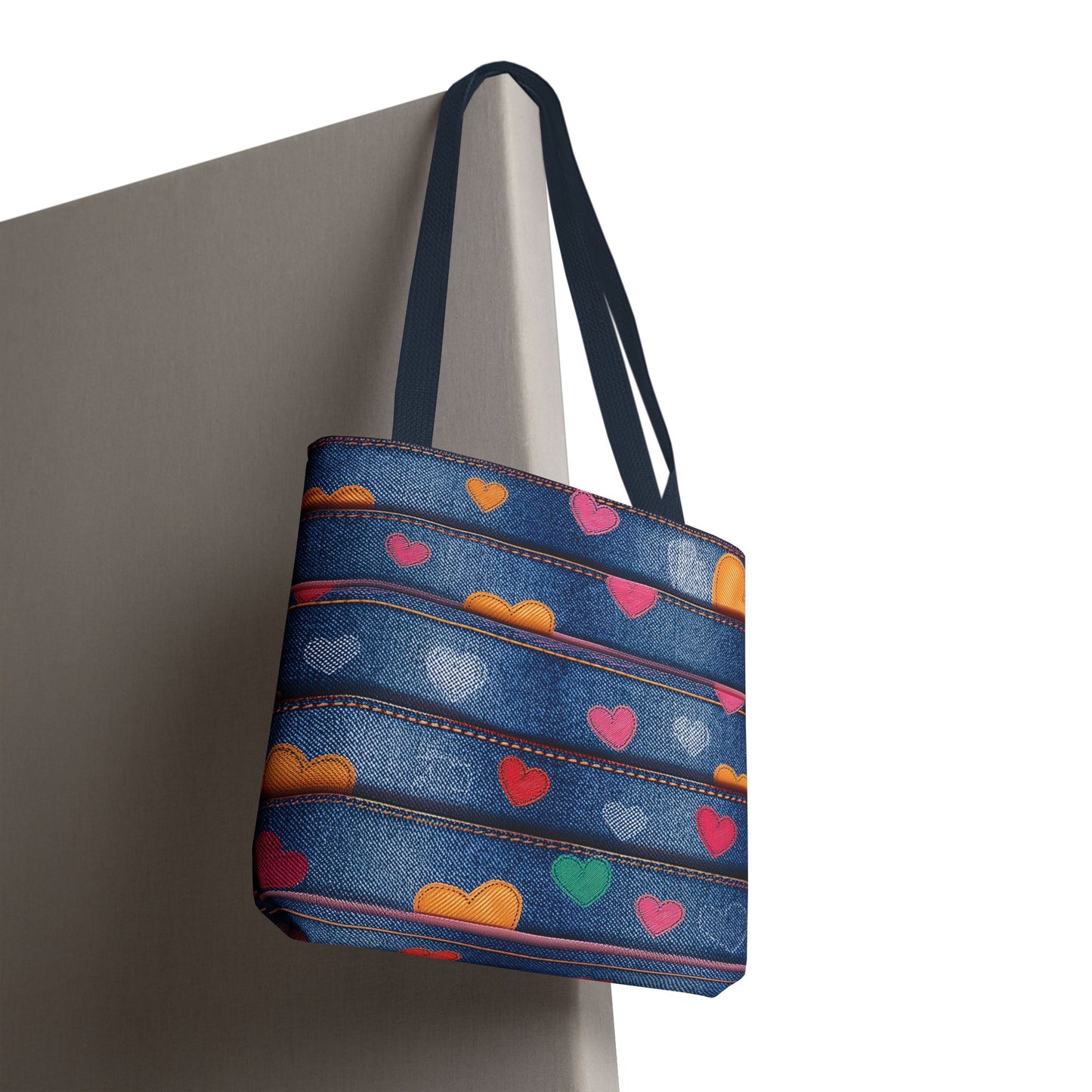 Love Day Graphic Design Denim Fabric Imitation Print Unisex Canvas Bag POLY 3 Sizes Tote Bag 201-28