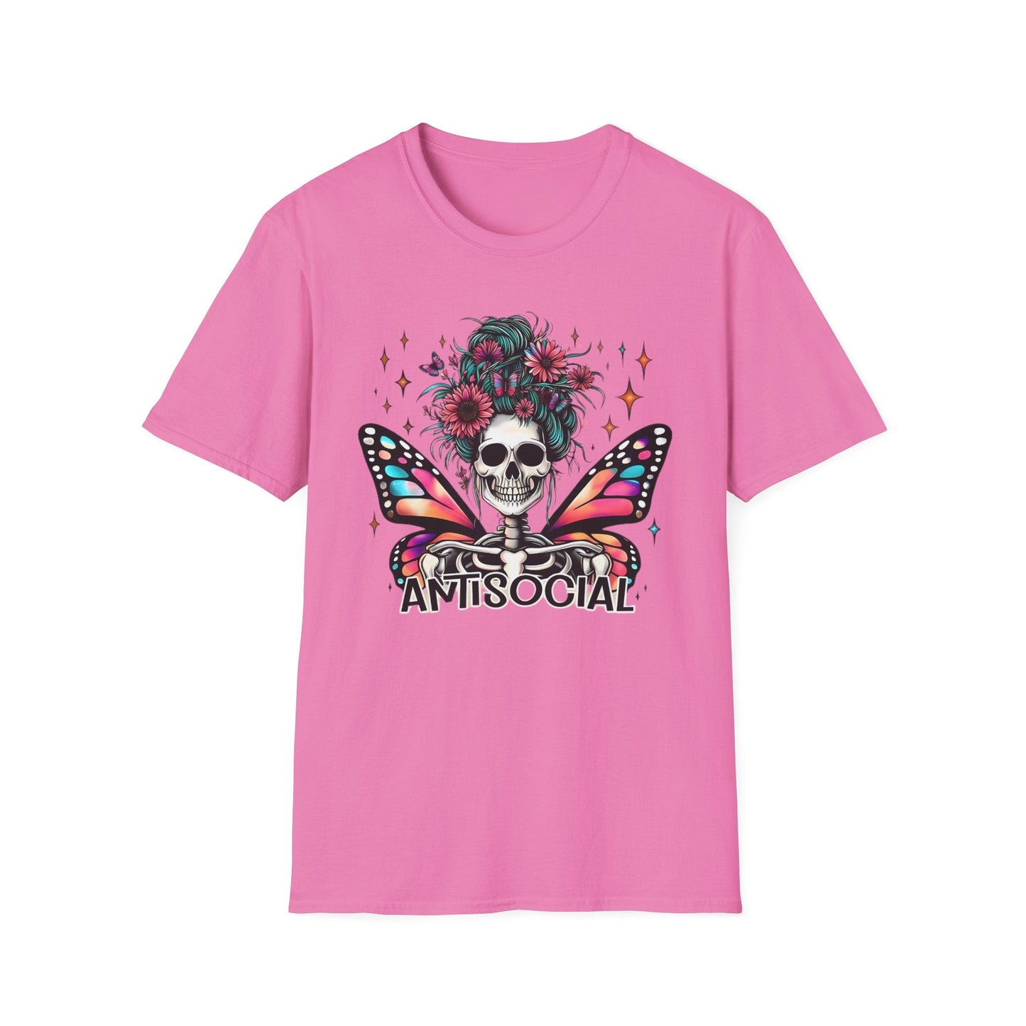 Unisex Skull Graphic Tee Shirt Short Sleeve Skeleton Gildan Softstyle 64000 100 Ring Spun Cotton
