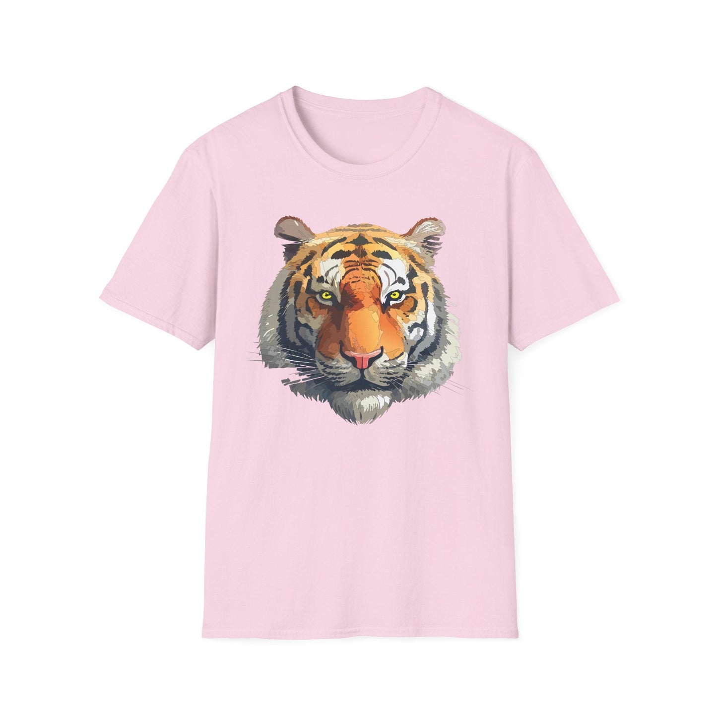 Tiger Print T Shirt Unisex Animal Tee 100 Percent Cotton Softstyle Gildan 64000