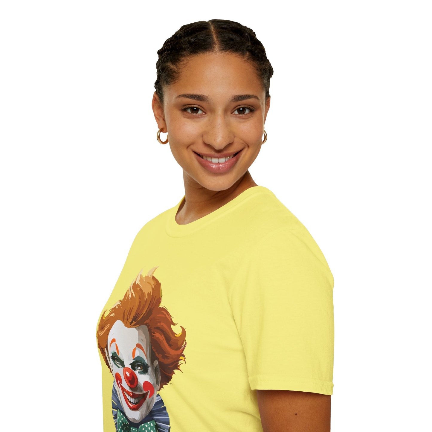 Clown Theme T Shirt Funny Man Circus Scary Man Unisex Gildan Softstyle Graphic Tee Everyday Wear