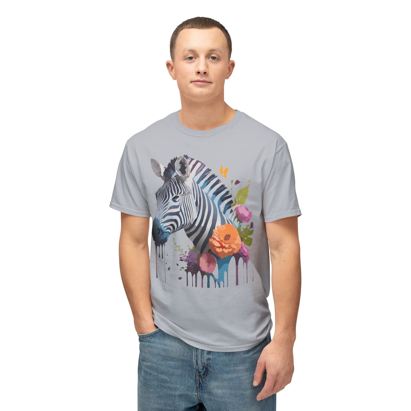 Unisex Zebra Art T Shirt With Full Color Print HD Cotton Tee Made In USA For Everyday Style