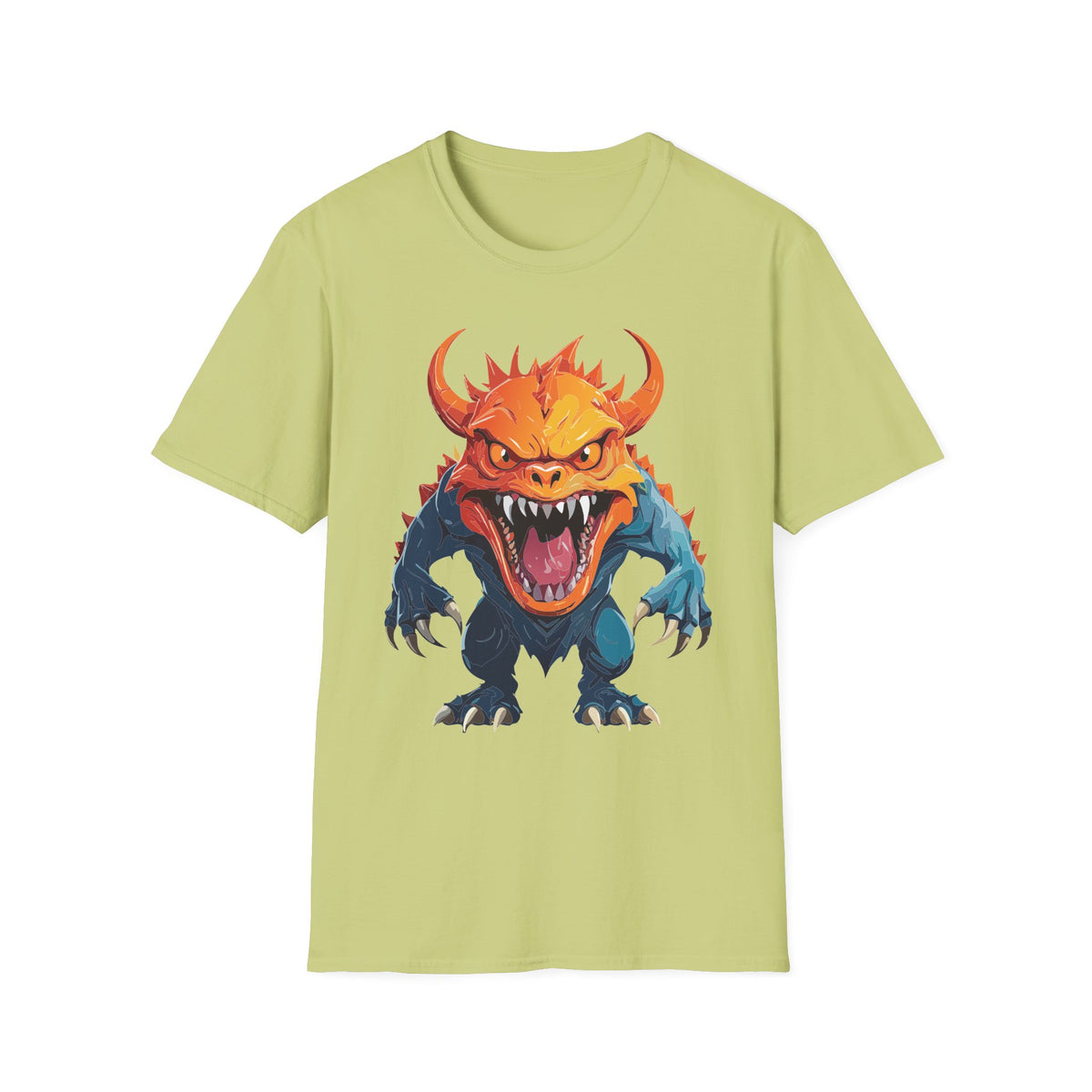 Monster Roar T‑Shirt — Fierce Orange Dragon Cartoon Graphic Tee Unisex 100 Cotton Gildan T-Shirt