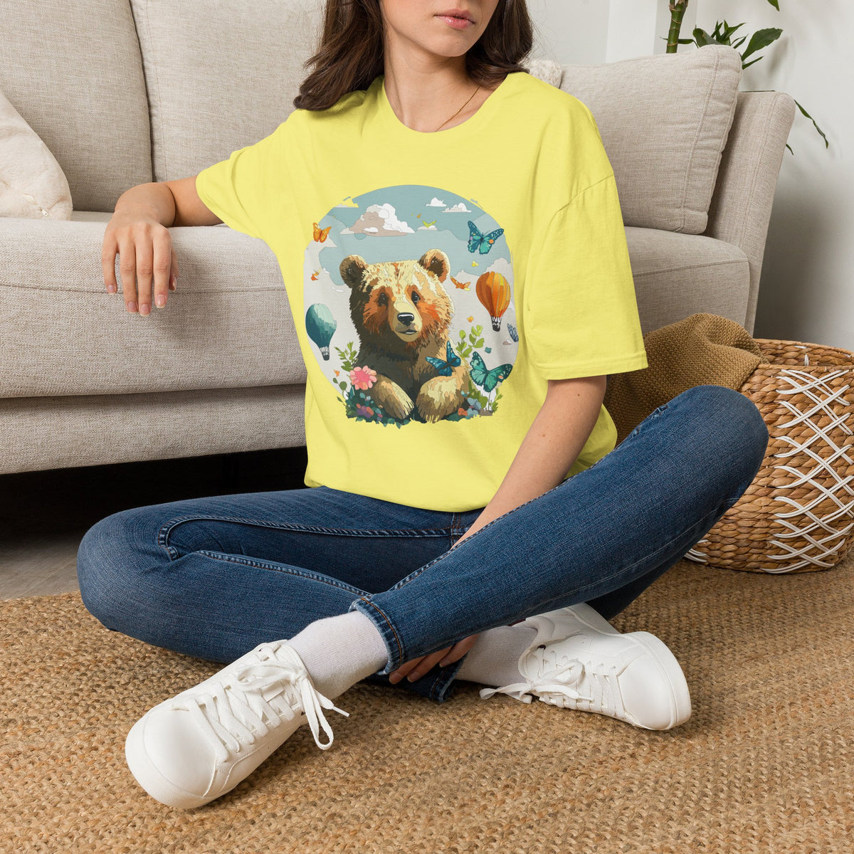 Cute Teddy Bear Balloon Garden Graphic Tee Unisex 100 Cotton Gildan T-Shirt
