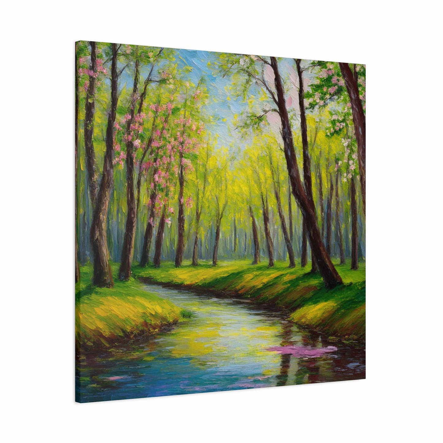 Spring Forest Print Canvas, Oil Paint Print 20x20, 24x24, 30x30, 32x32, 36x36 Art Design Print Pine-Wood Inner Frame MC-98