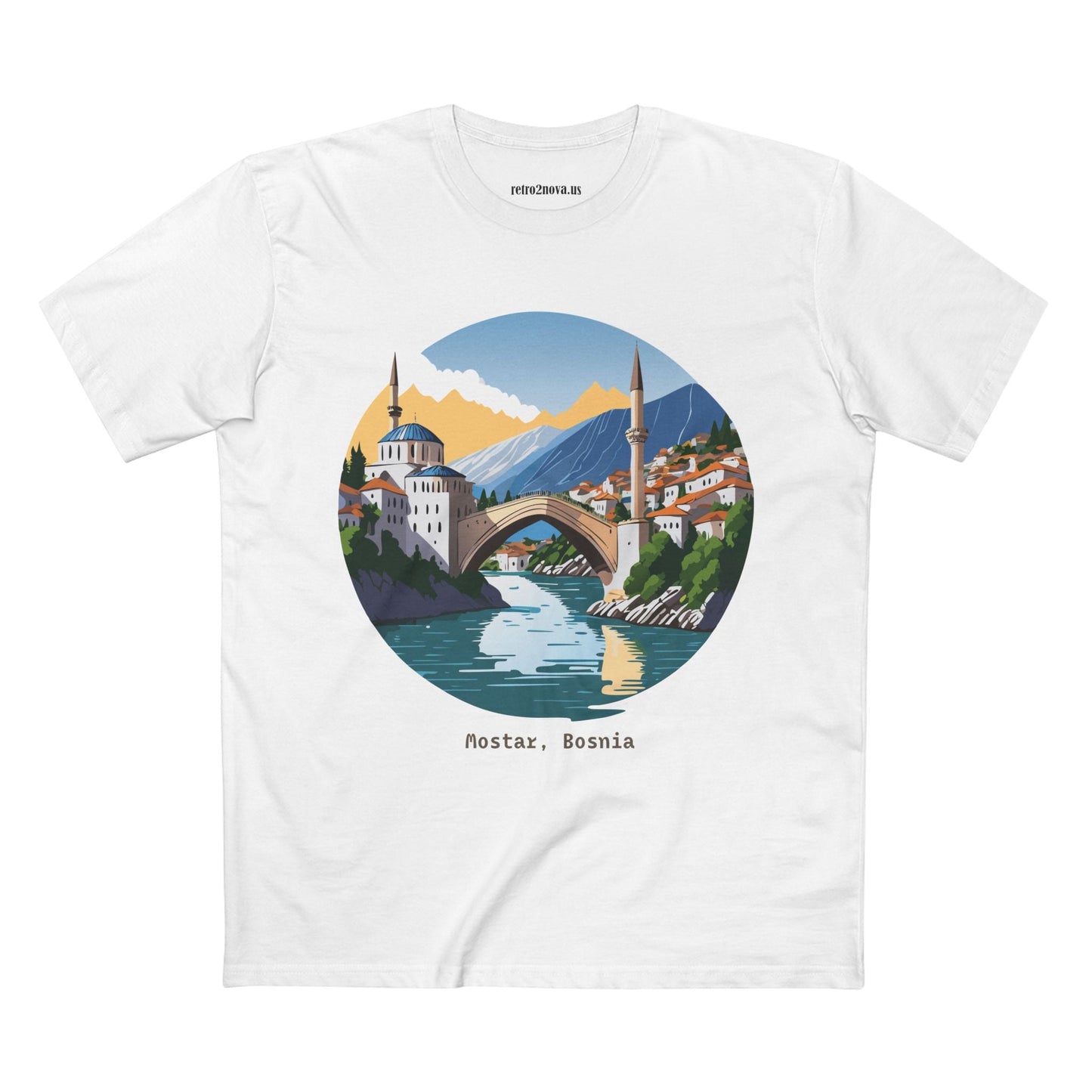 Bosnia Travel Shirt Unisex Premium Cotton Tee With Original Art Design Retro2Nova TT 48