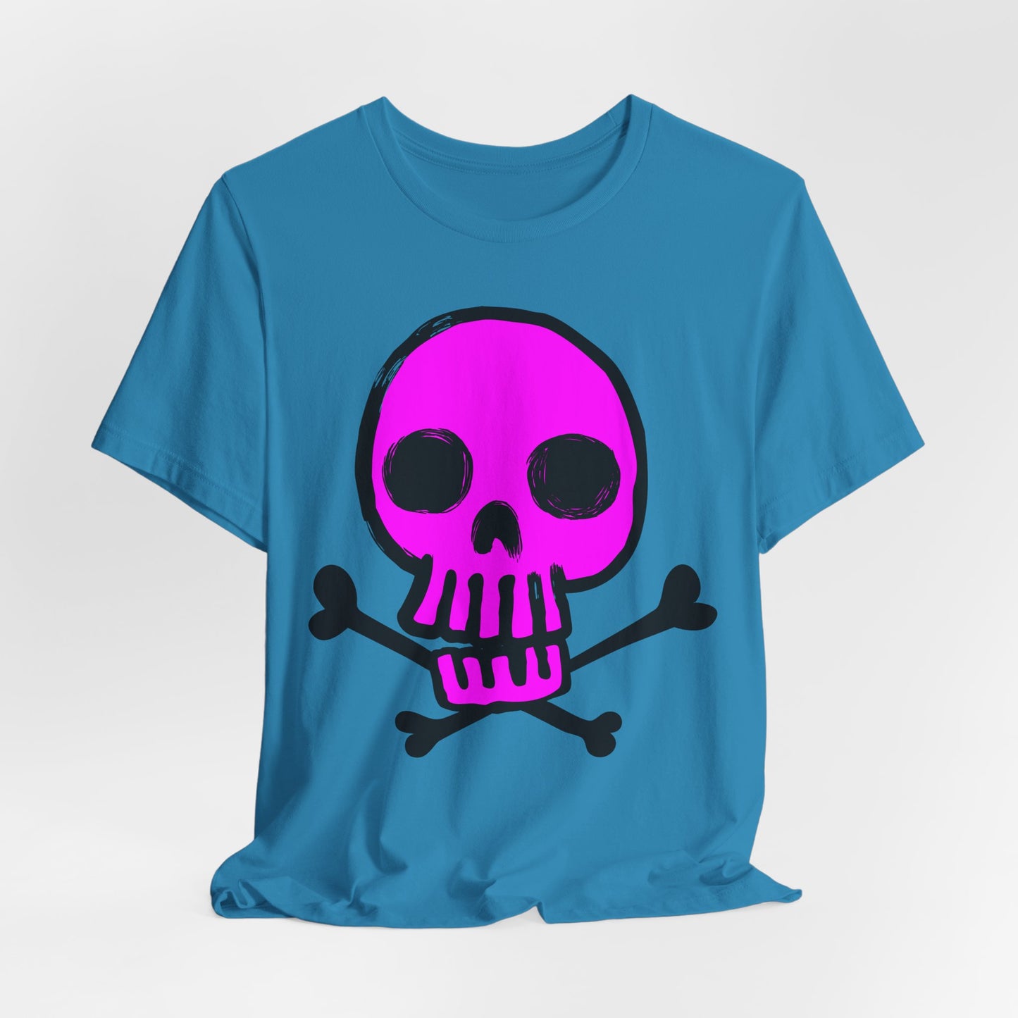 Pink Skull Graphic Design Tee, Skull Shirt, Vintage Tees, Art Design T-Shirt, Vintage Graphic Tee, Art Shirts with Skulls