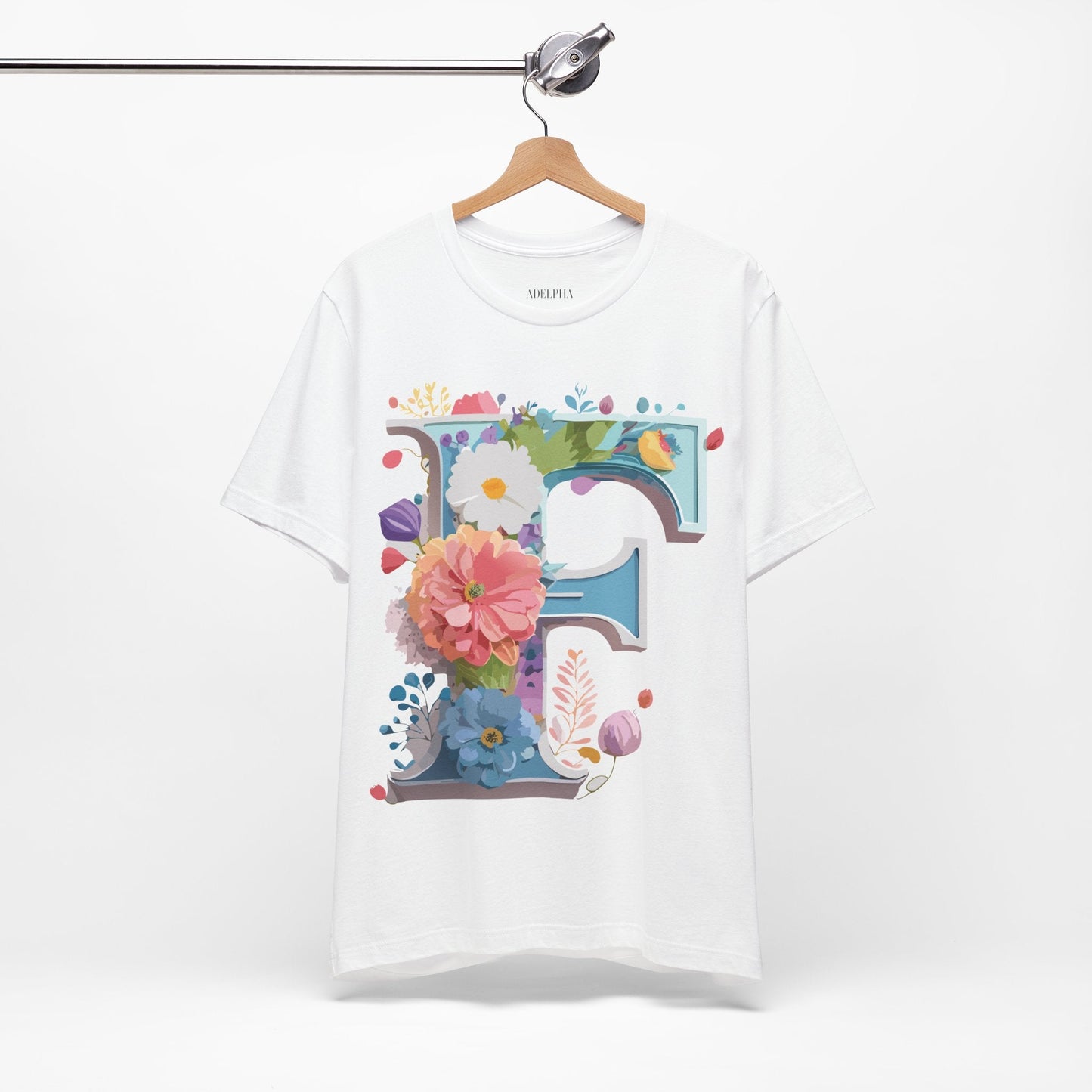 Letter F Shirt Unisex Graphic Tee Vintage Inspired Artwork By Adelpha Short Sleeve