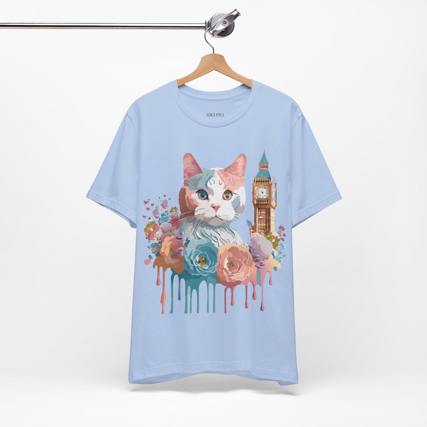 Unisex Cat Graphic Tee With Short Sleeve Vintage Inspired Art Adelpha