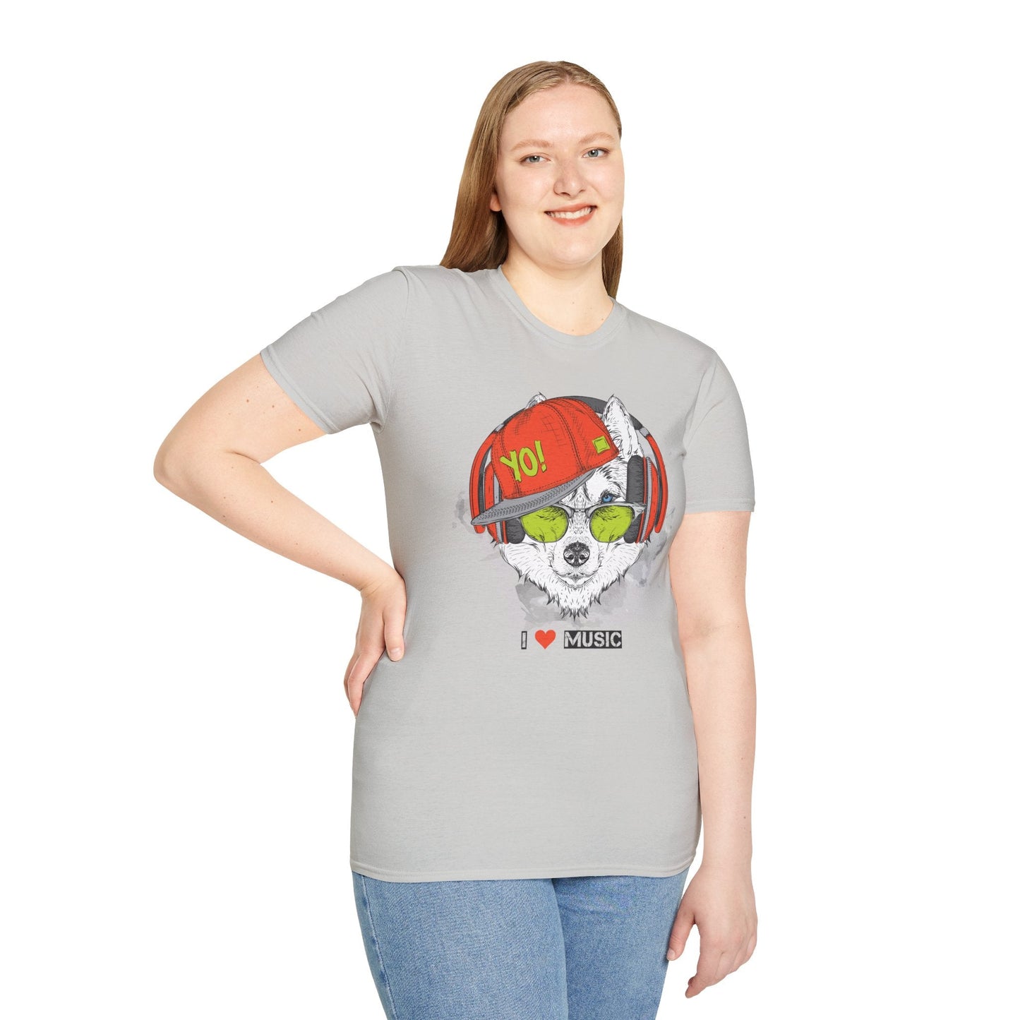 Unisex Music Animals Short Sleeve T Shirt With Headphones For Music Lovers Gildan 64000