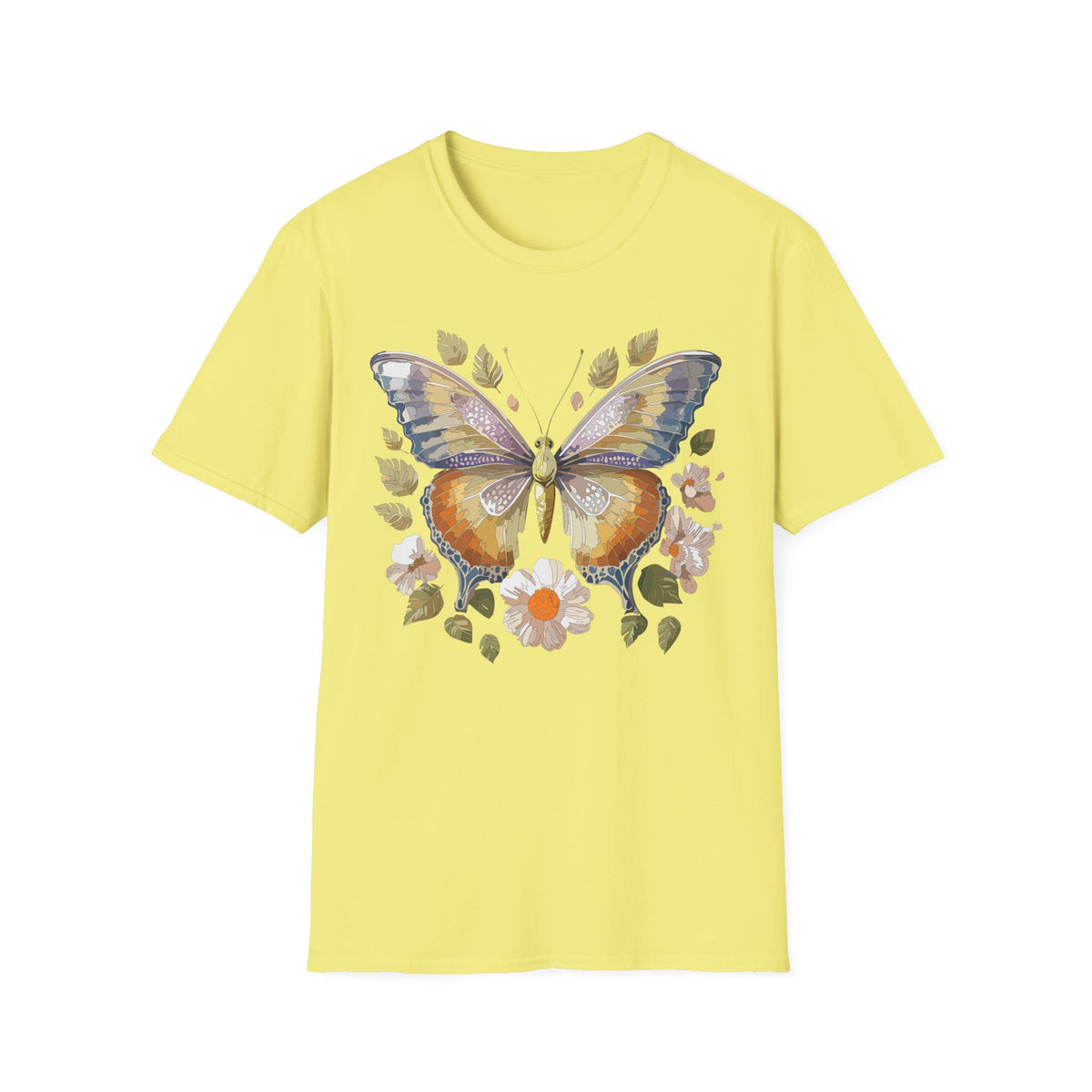 Butterfly Floral Tee — Watercolor Orange & Purple Butterfly Graphic Design Unisex 100 Cotton Gildan T-Shirt
