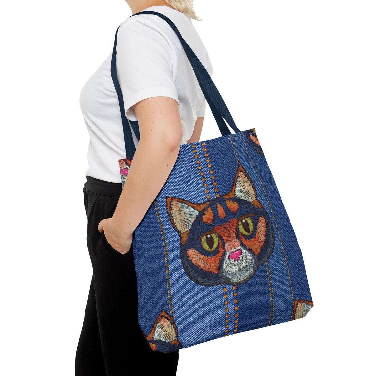 Denim Fabric Imitation Print Unisex Canvas Bag Poly Spun 3 Sizes Tote Bag 190