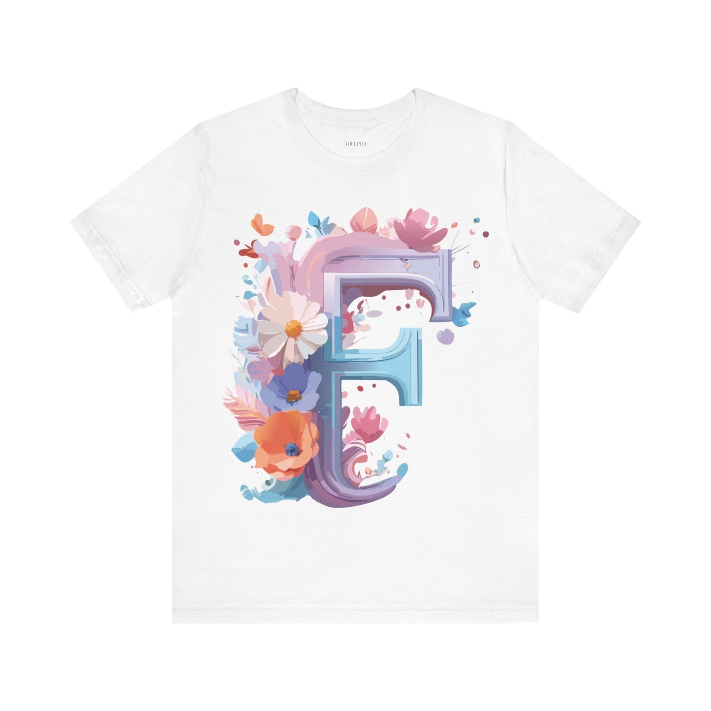 Letter F Graphic Tee Unisex Vintage Style Shirt Featuring Adelpha Artwork Premium Short Sleeve