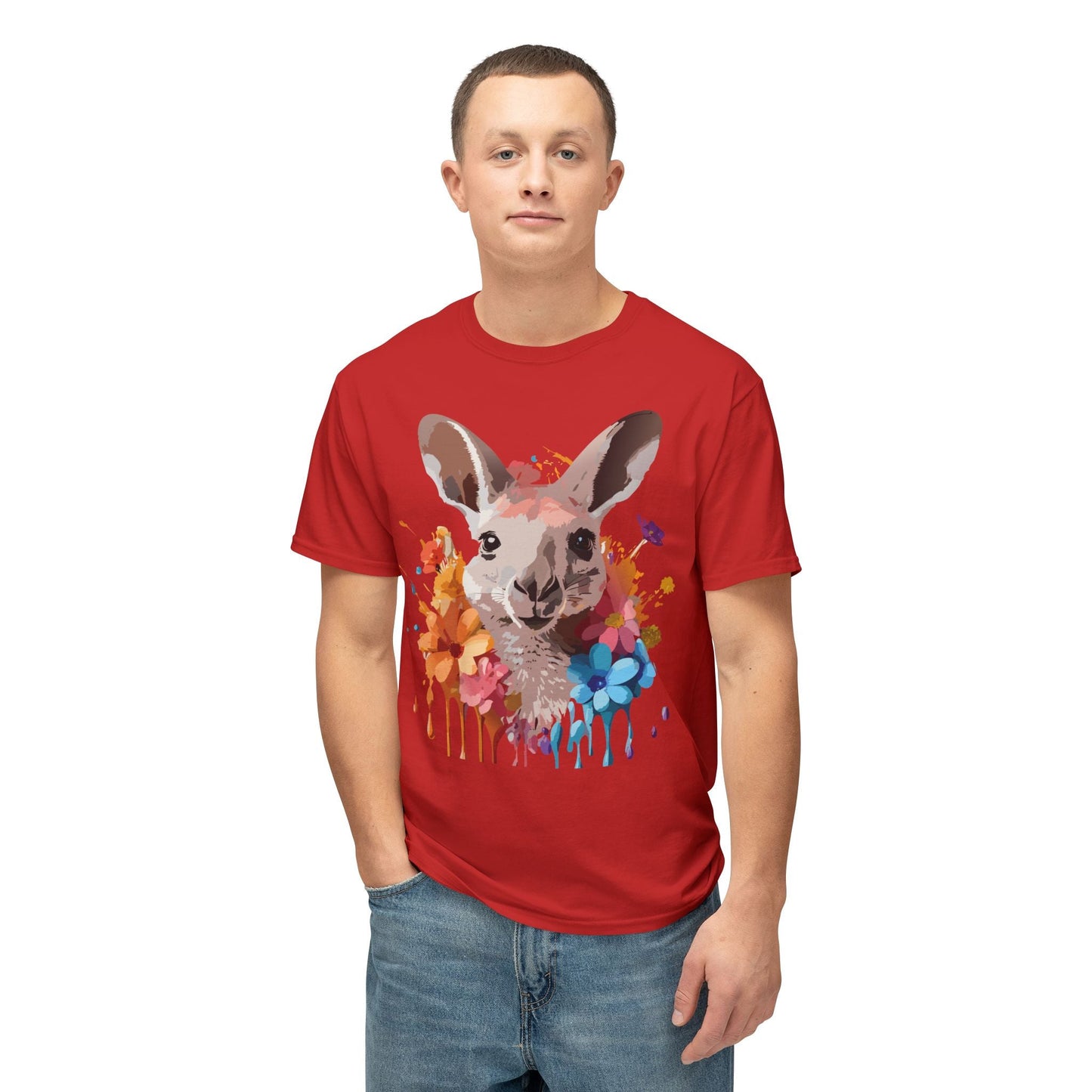 Unisex Kangaroo T Shirt HD Cotton Full Color Art Print Tee Made In USA 100 Percent Pre Shrunk
