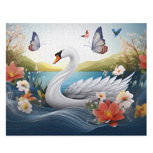 Puzzles-42 Kids Swan Puzzle 500-Piece | Floral Swan Puzzle 500-Piece, Birds Kids Puzzles Size: 16" x 20",  Ages 9+