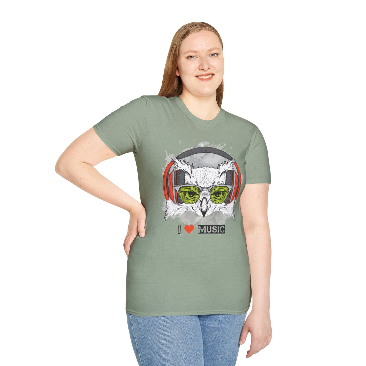 I Love Music Animals Shirt Unisex Tee With Headphones Graphic Design For Music Lovers