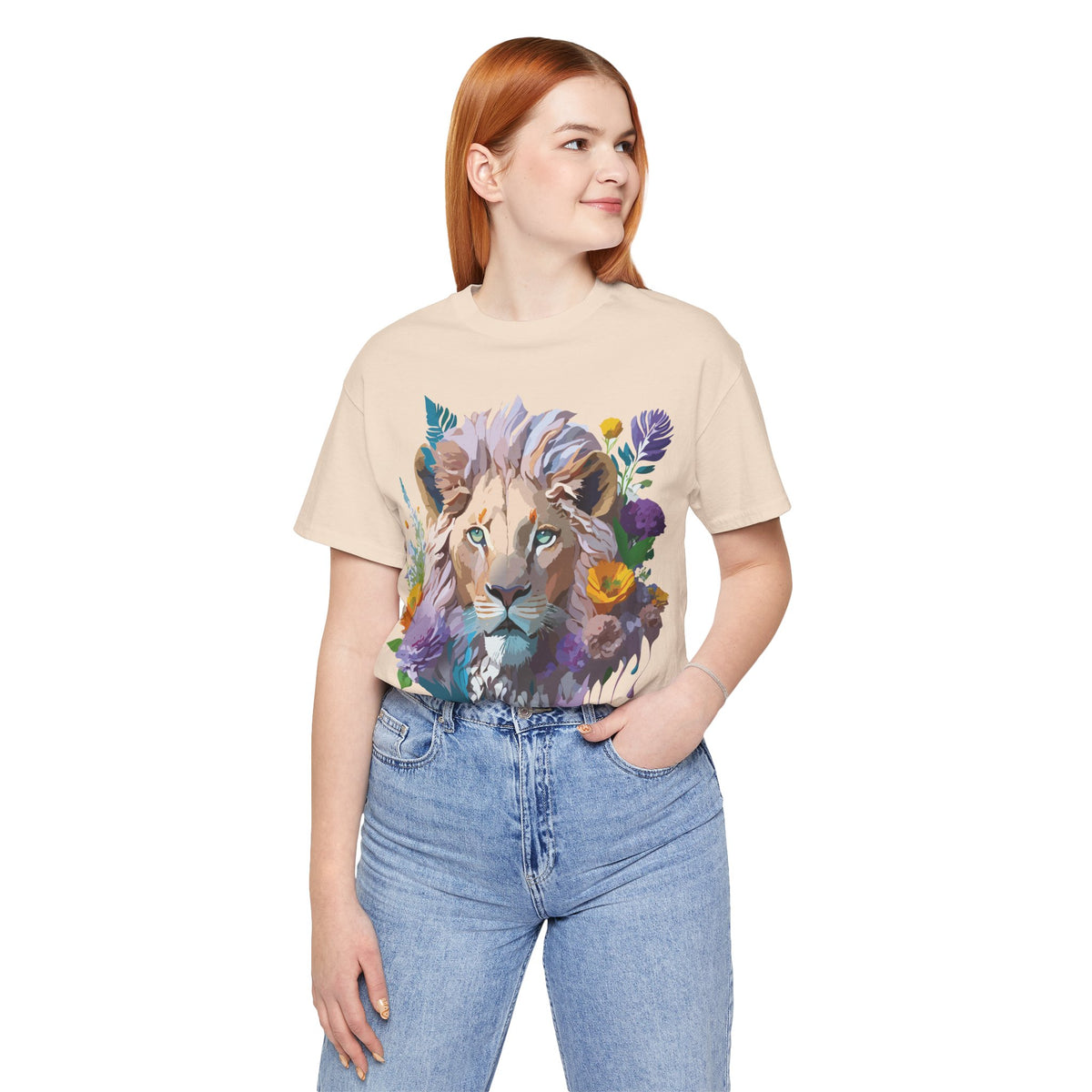 Lion Graphic Unisex Cotton Bella+Canvas Tee with Art Animal Design e44