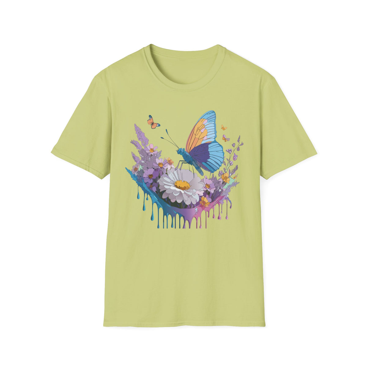 Butterfly and Wildflower Floral Graphic Tee Unisex 100 Cotton Gildan T-Shirt