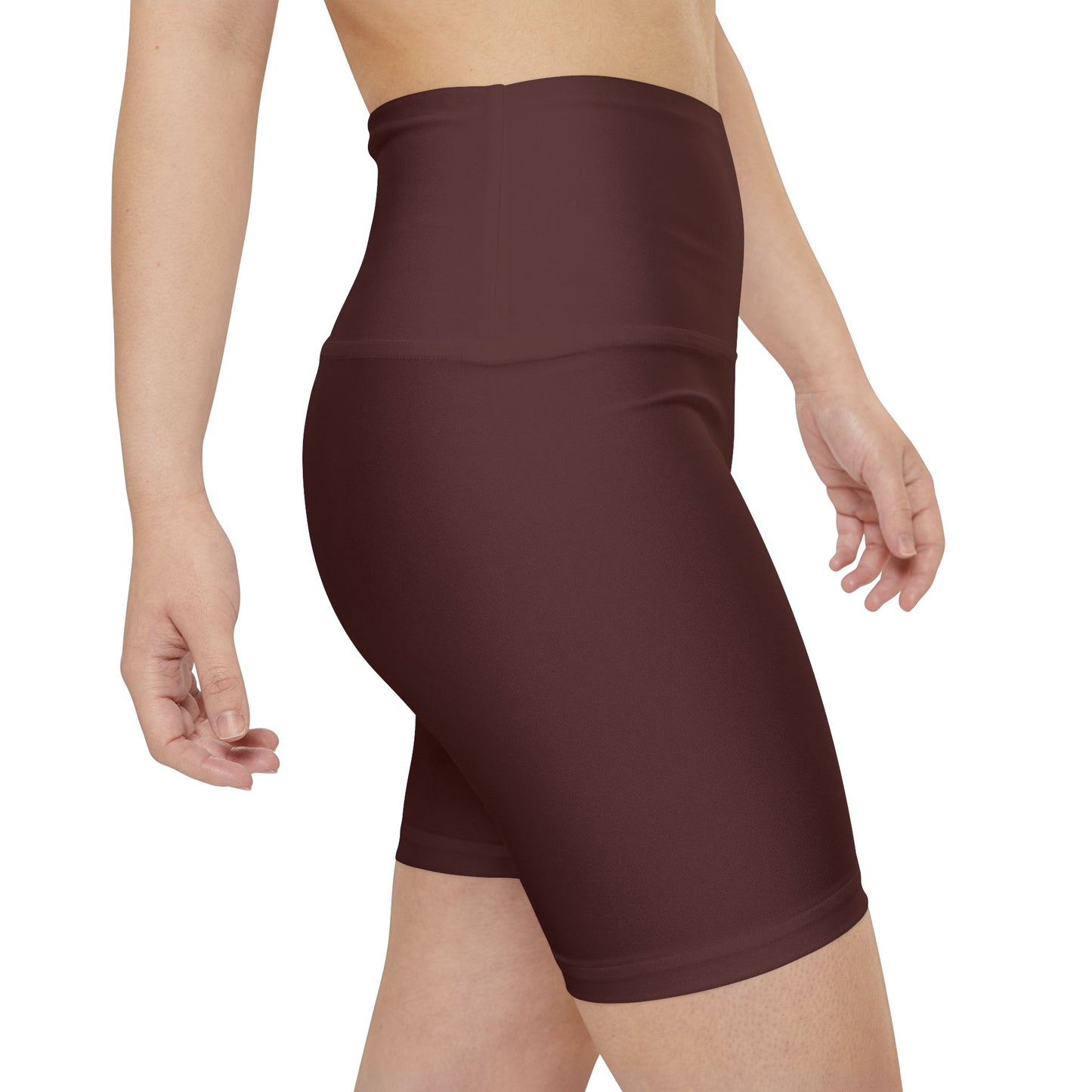 Bordo Espresso Women's High-Waist Workout Shorts — Solid Burgundy Active Biker Shorts