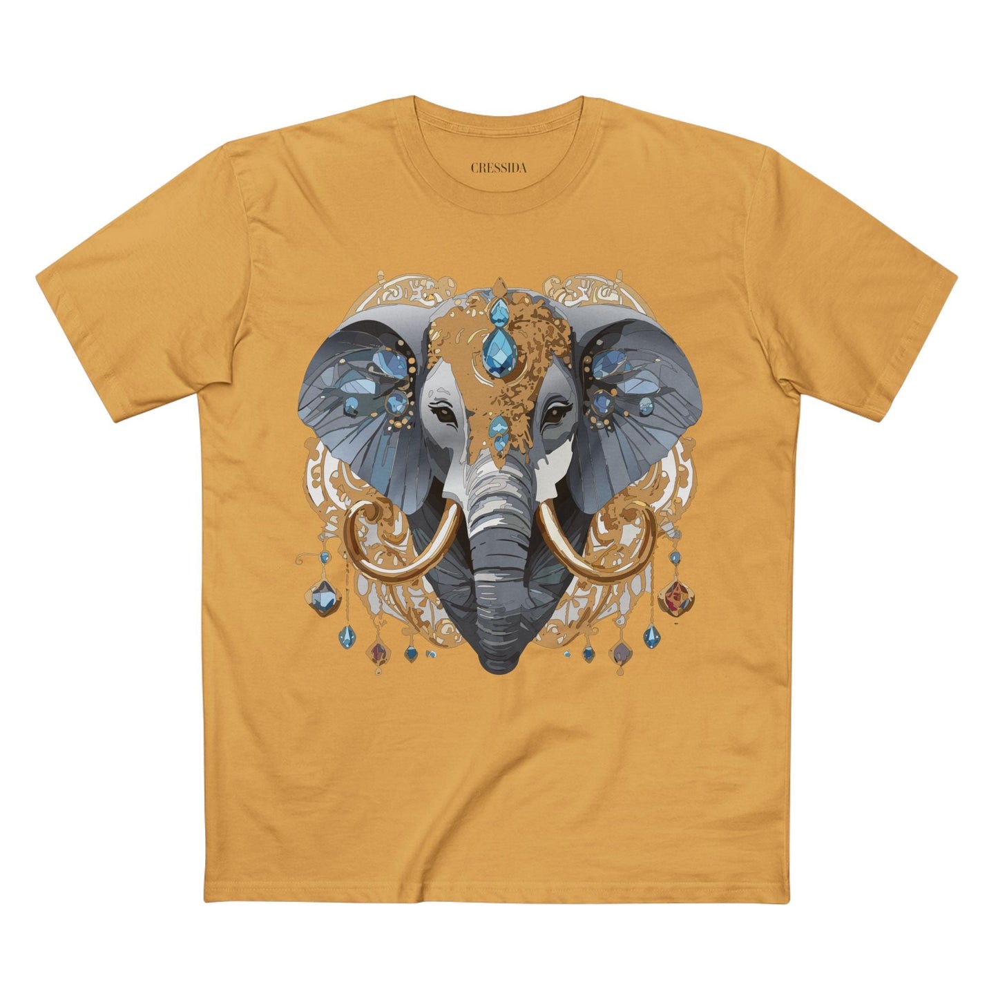 Elephant Graphic Unisex 100 Cotton Tee With Unique Animal Golden Medallion Art Design 39