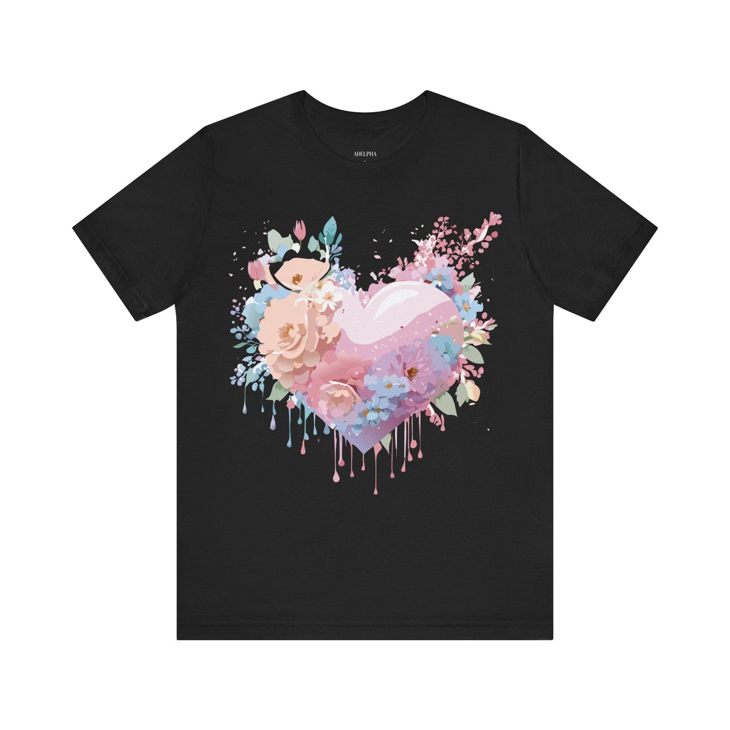 Valentine Day Graphic Unisex 100 Cotton Vintage Artwork with Love and Flower Design Tee 28