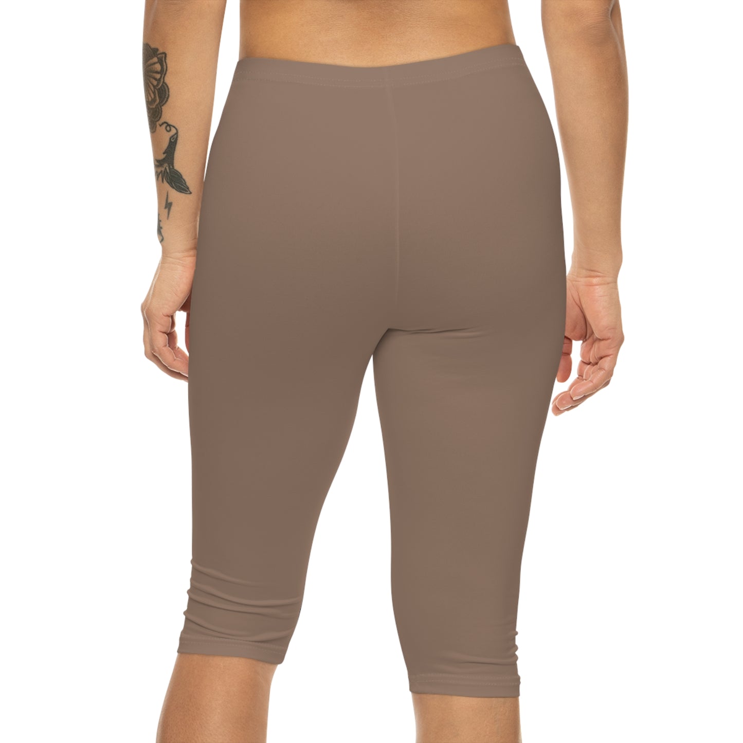 Dusty Taupe Color Women's Brushed Suede Poly Span Casual Capri Leggings XS-2XL