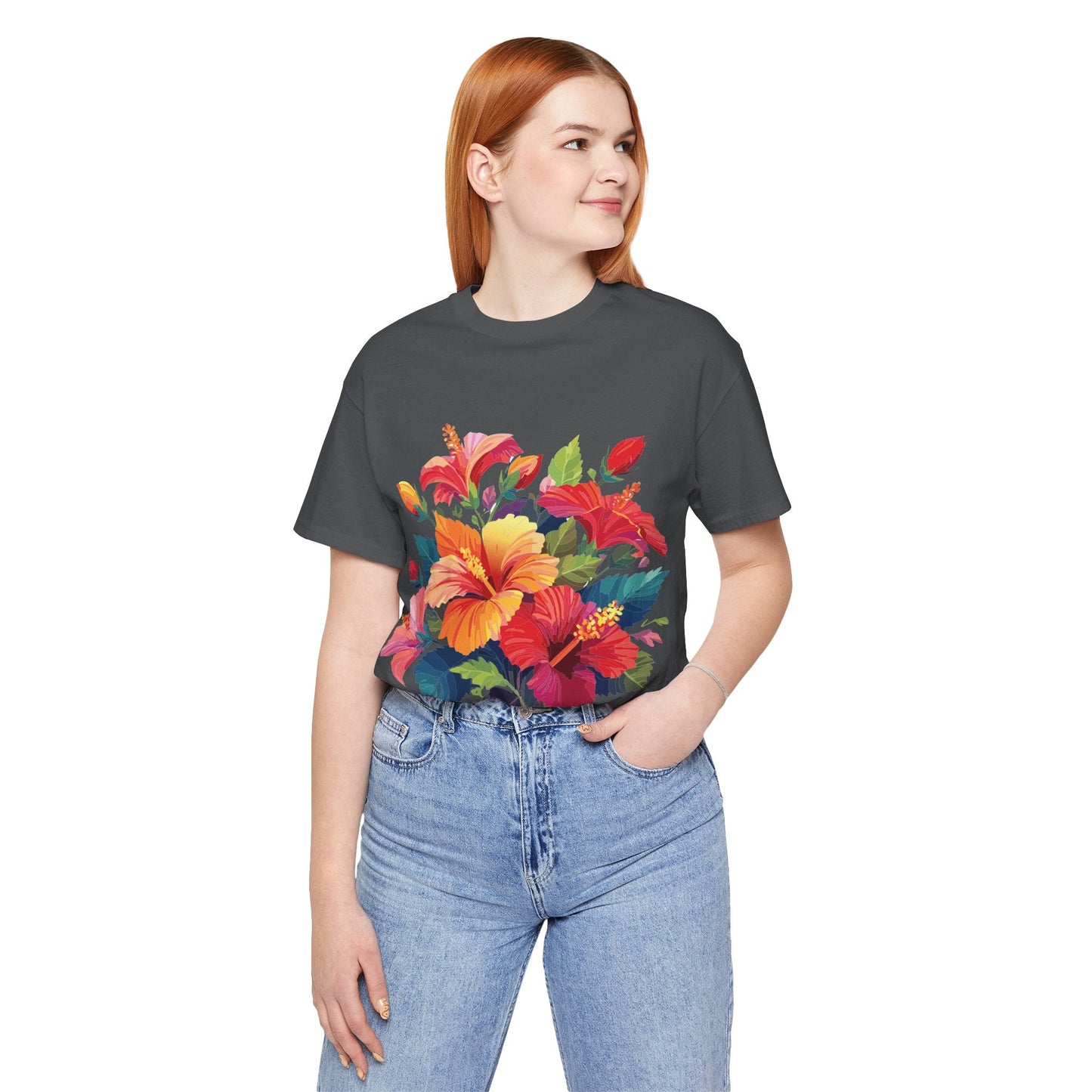 Retro2Nova Floral Shirt Unisex Jersey Short Sleeve Tee From Flowers Collection Bold Vibrant Design