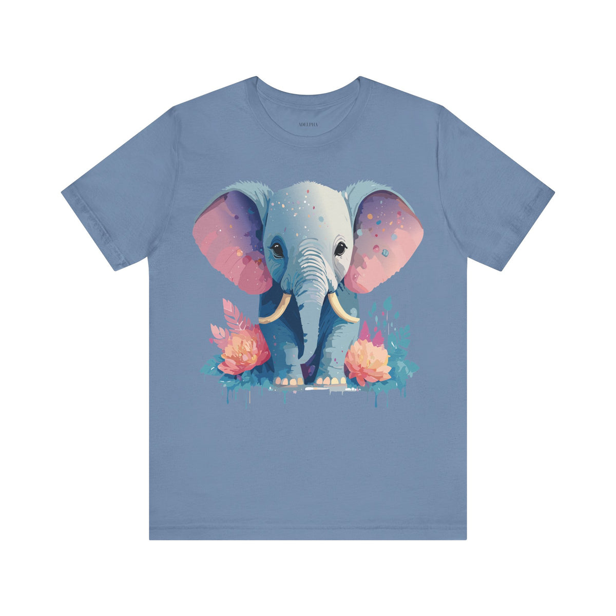 Elephant Graphic Unisex Cotton Bella+Canvas Tee with Art Animal Design d17