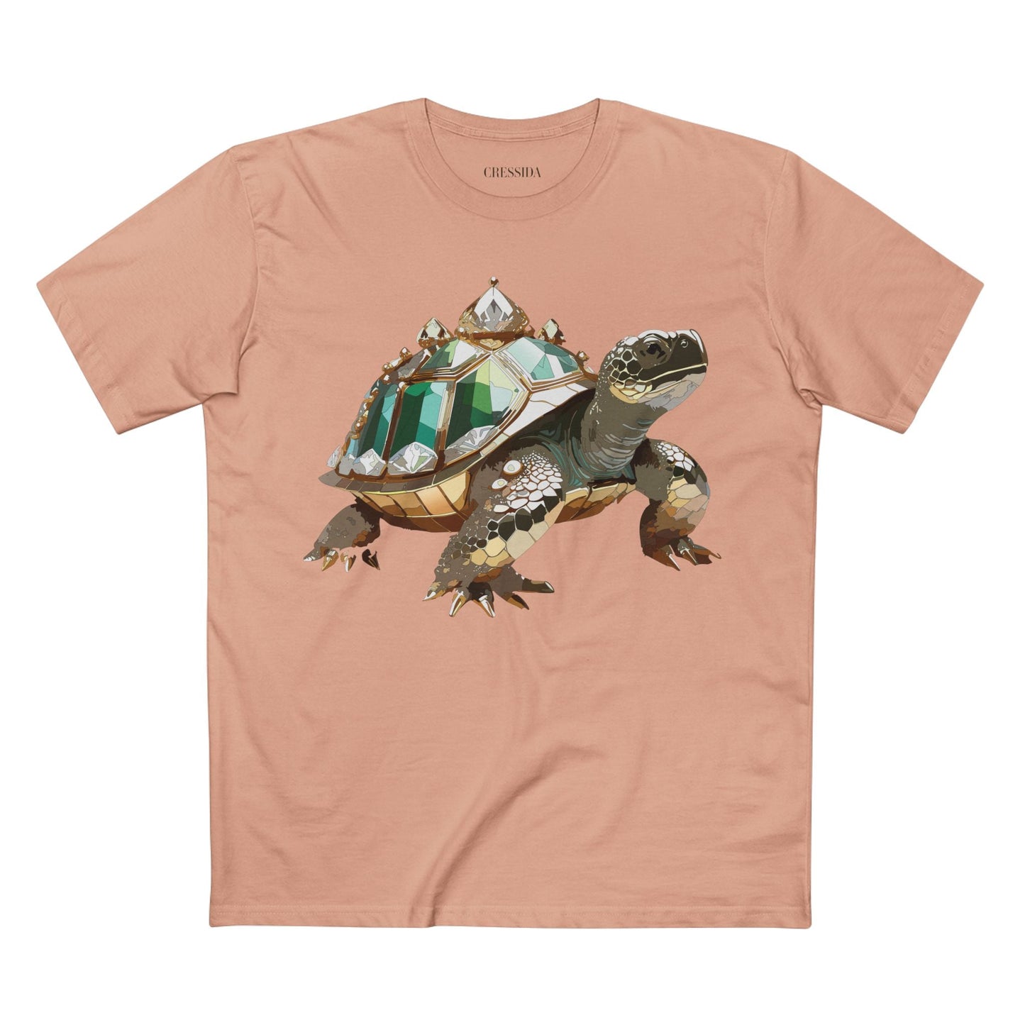 Turtle Graphic Unisex 100 Cotton Tee With Unique Animal Golden Medallion Art Design 32