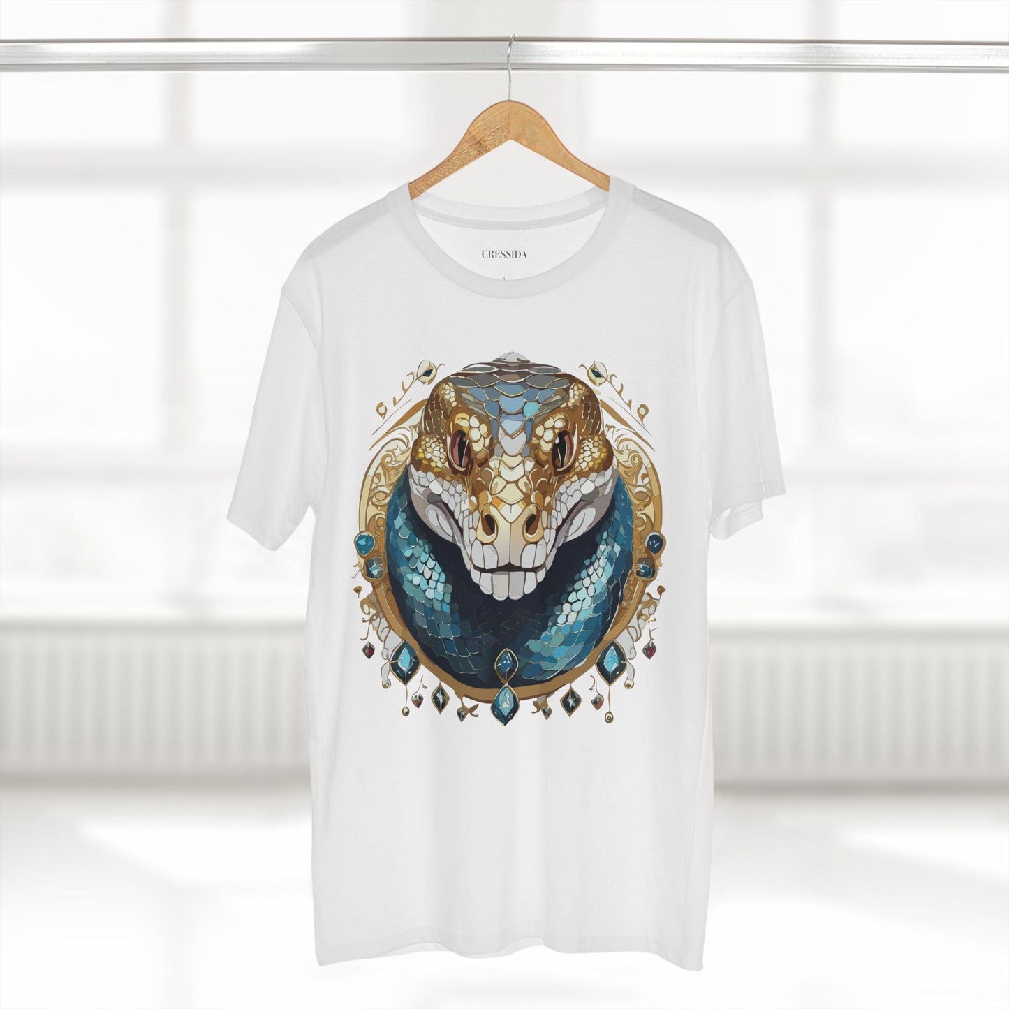 Snake Graphic Unisex 100 Cotton Tee With Unique Animal Golden Medallion Art Design 43