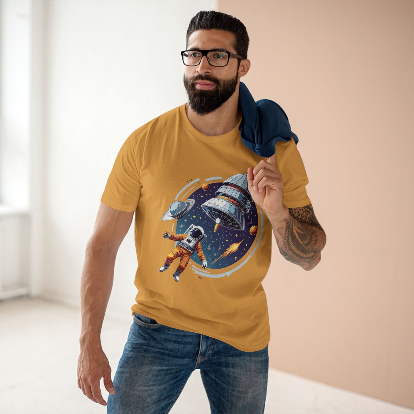 Cosmos Astronaut Shirt Unisex Premium Cotton Tee With Original Art Design Retro2Nova