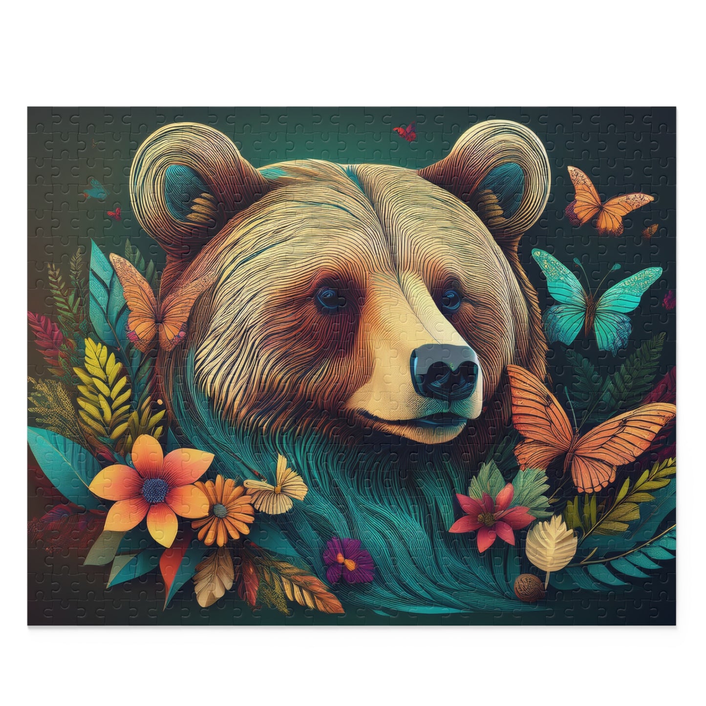 Puzzles-52 Kids Bear Puzzle 500-Piece | Floral Bear Puzzle 500-Piece, Animals Kids Puzzles Size: 16" x 20",  Ages 9+