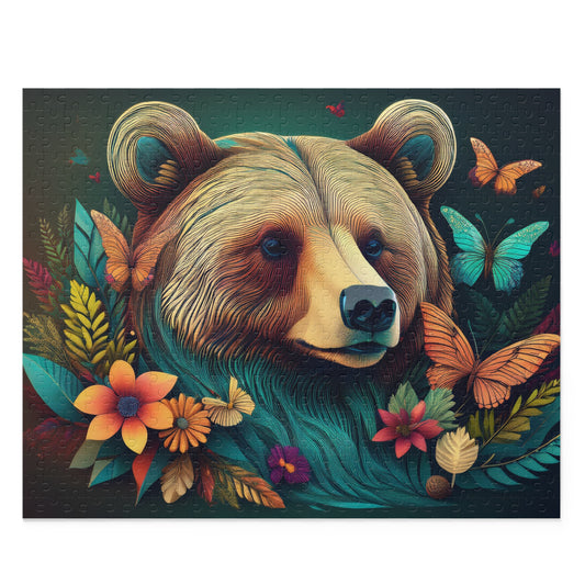 Puzzles-52 Kids Bear Puzzle 500-Piece | Floral Bear Puzzle 500-Piece, Animals Kids Puzzles Size: 16" x 20",  Ages 9+