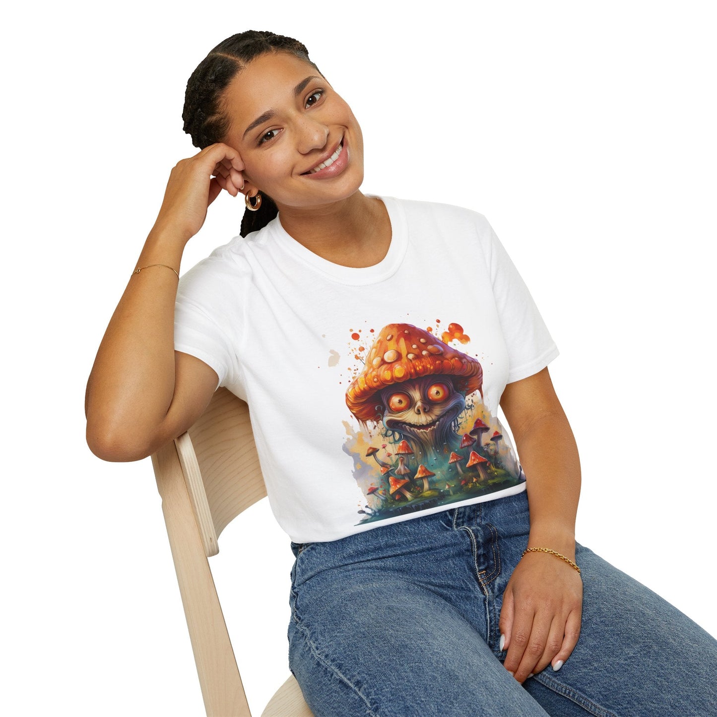 Funny Mashroom Graphic Unisex Softstyle Cotton With Cartoon Illustration Design 8