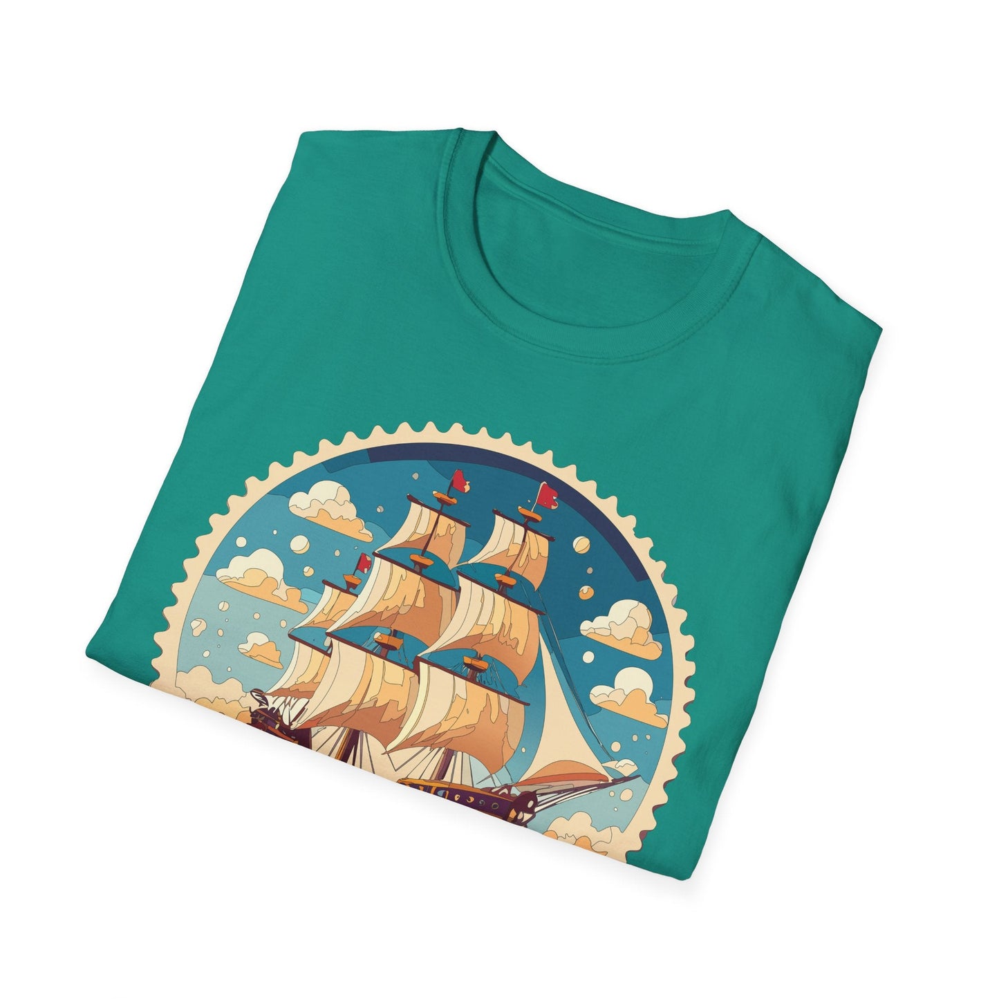 Frigate Ship T Shirt Unisex Short Sleeve 100 Percent Ring Spun Cotton Soft Tee Gildan 64000