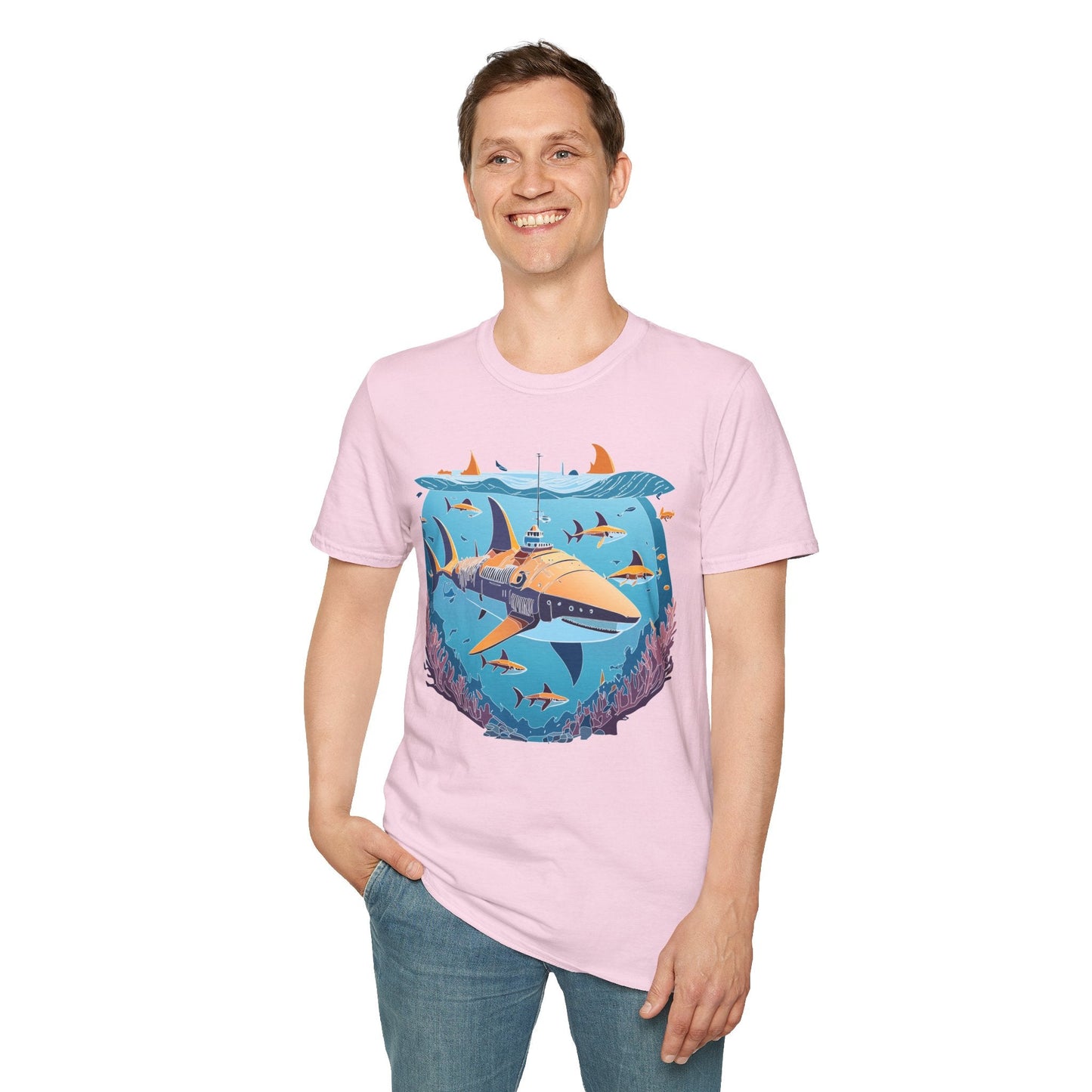 Ocean Tee Shirt Unisex Softstyle Cotton Tee 4.5 Oz Lightweight U Boat Theme Design