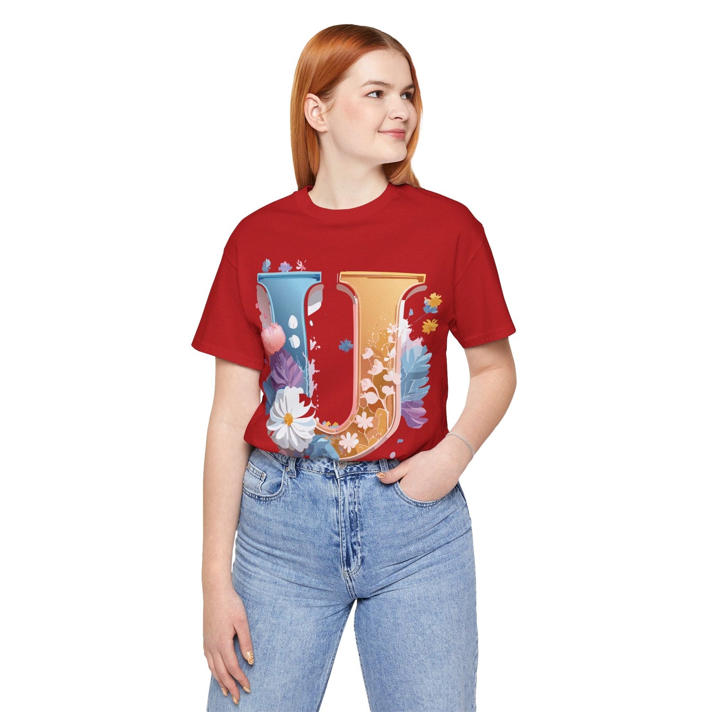 Letter U Graphic Tee Unisex Jersey Short Sleeve Premium Adelpha Art Design Shirt