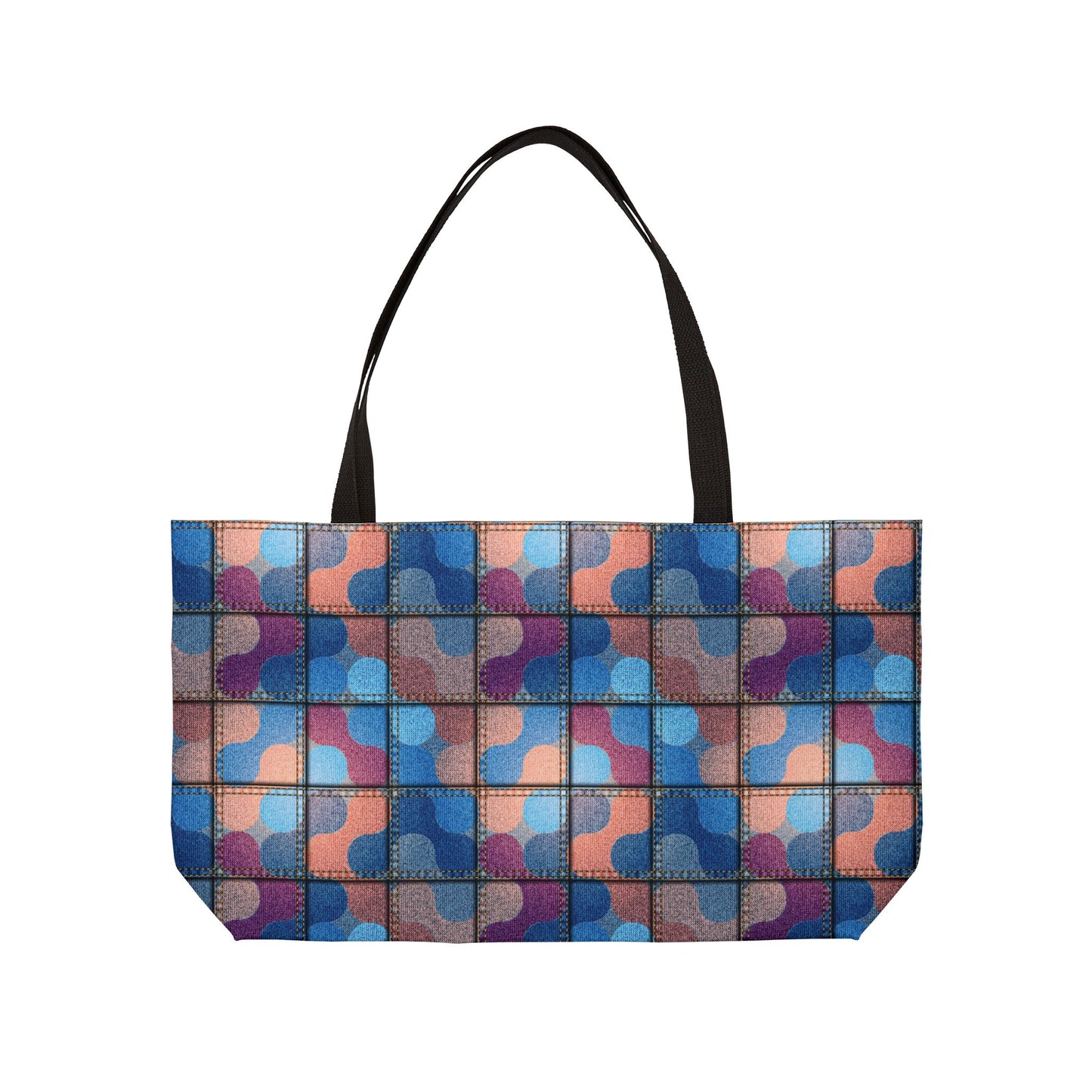 Denim Print Yoga Bag High-Quality 100% Spun Polyester 24x13 Canvas Gym Bag 17