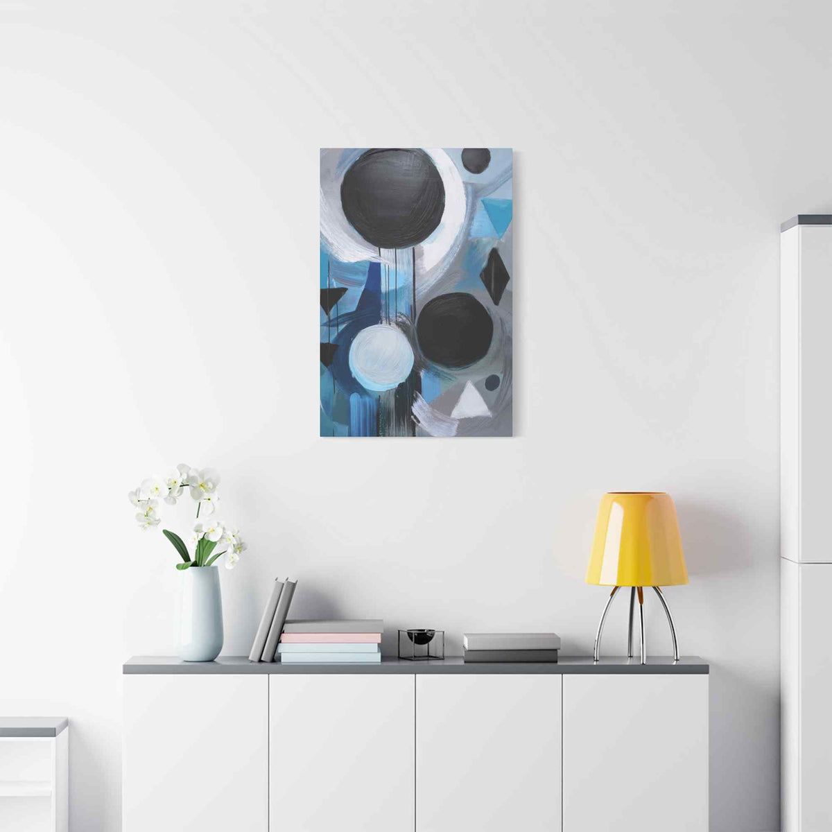 Blue Abstract Painting Print Canvas 20x24,20x30,24x30, 24x32,24x36,30x40, 32x48,36x48,40x60 Pine-Wood Inner Frame ABS-30