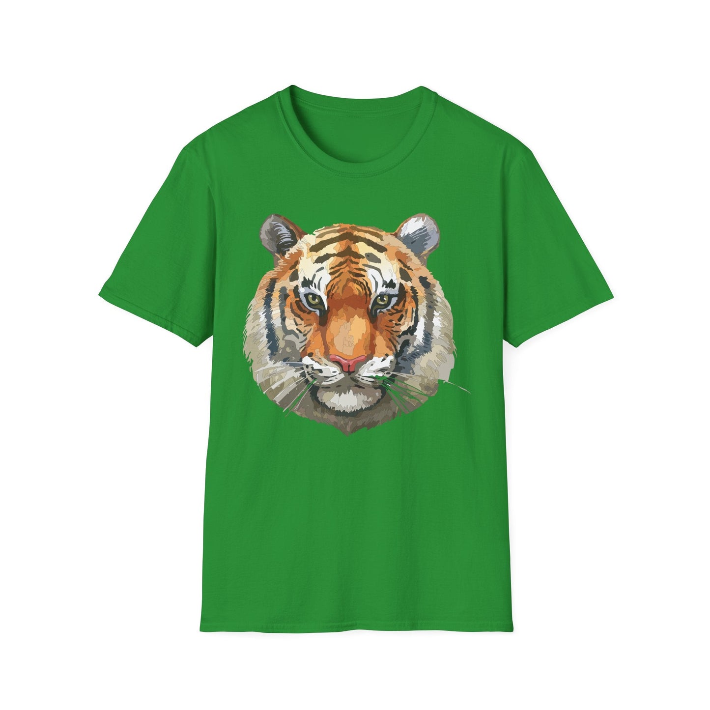 Tiger Print Unisex T Shirt Softstyle 64000 Gildan Ring Spun Cotton Tee