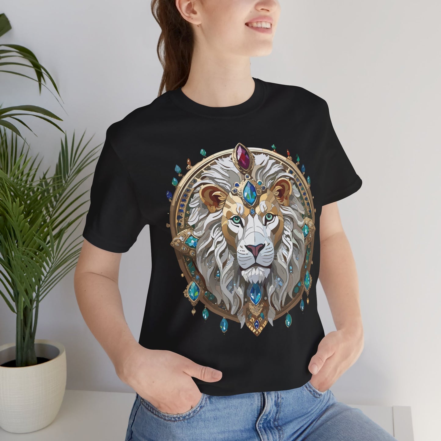 Unisex Lion Graphic Tee, Animal Shirt, Tee Shirt with Lion, Medallion T-Shirt, Animal Medallion Tees
