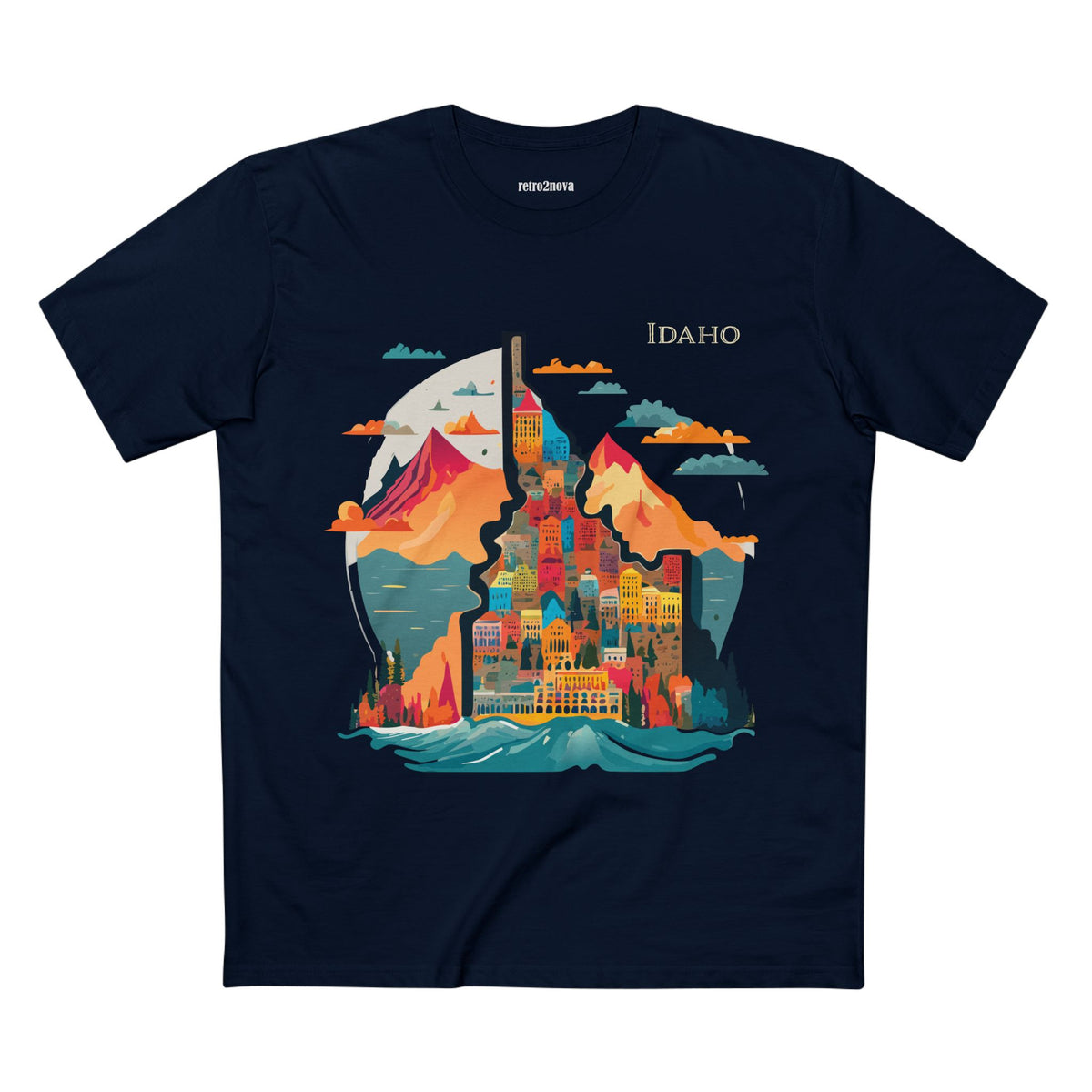 Idaho Mountain Cityscape T-Shirt | State Travel Graphic Tee