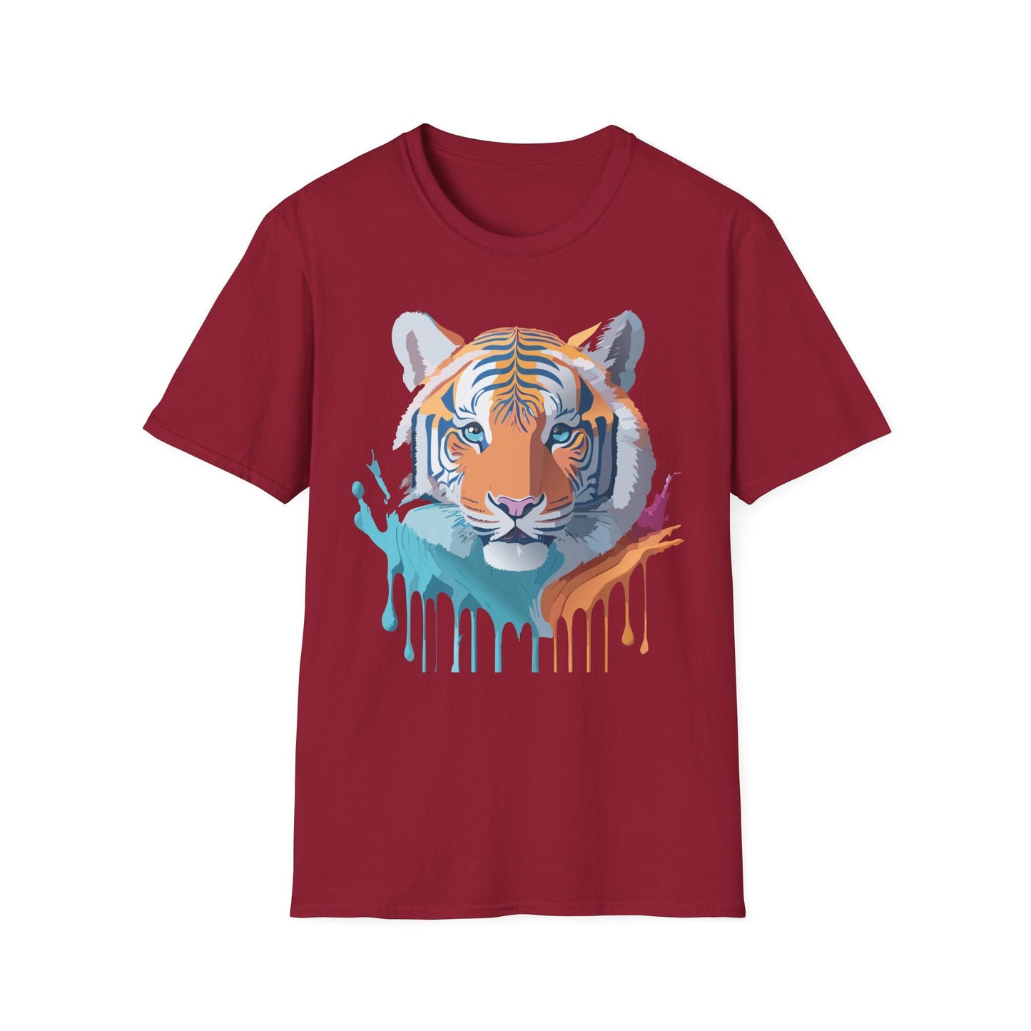 Tiger Print Shirt Unisex Softstyle Tee 100 Percent Ring Spun Cotton